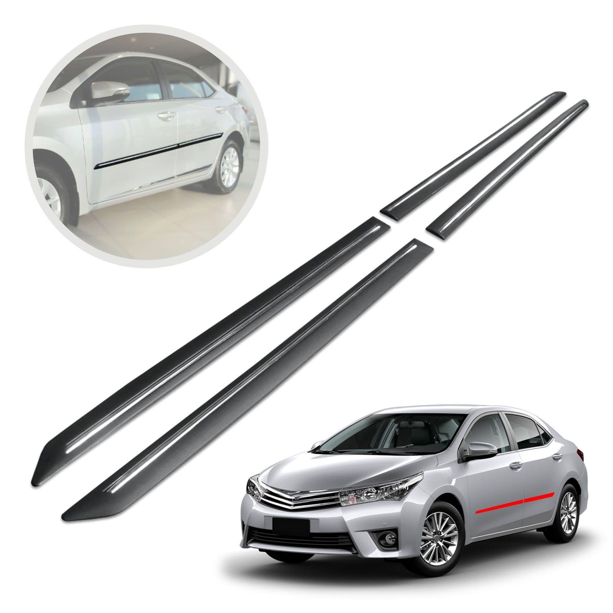 Side door trims — Black, Polyurethane composite PU, Matte