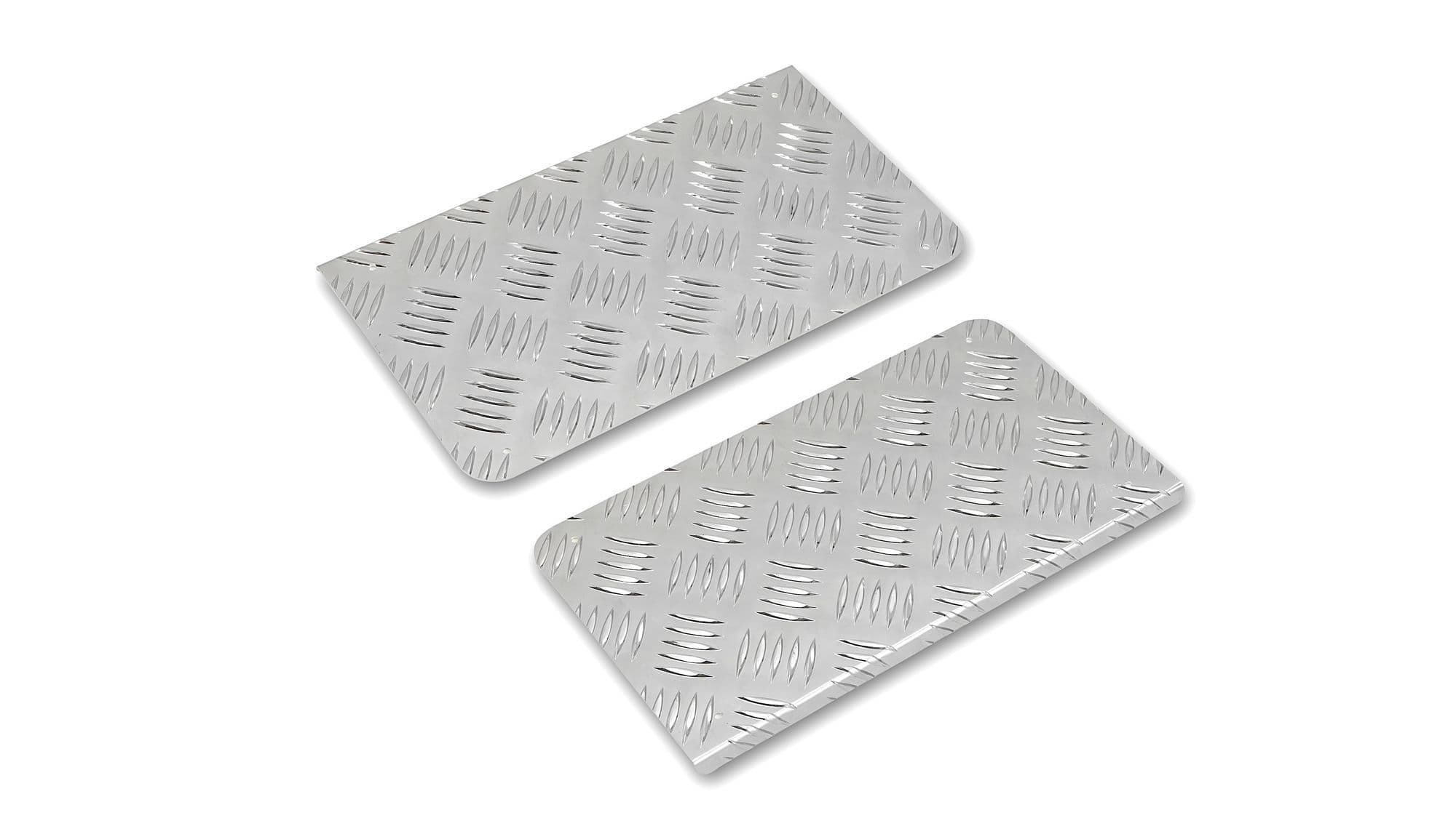 Covers for front interior steps — Silver, Aluminum, Ribbed