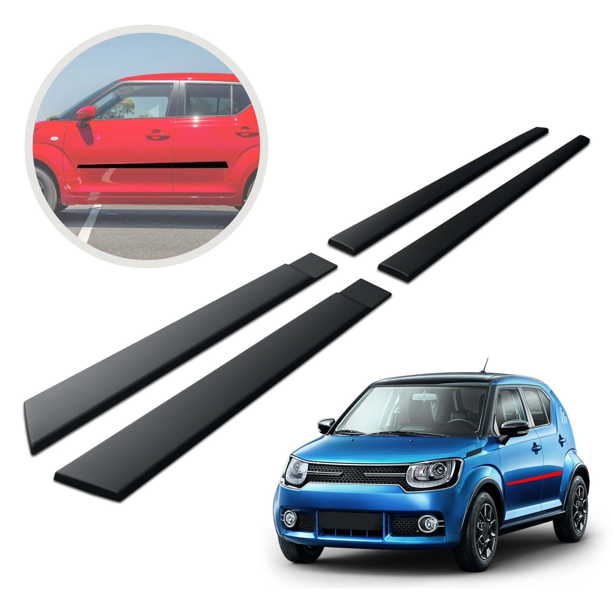 Side door trims — Black, Polyurethane composite PU, Matte