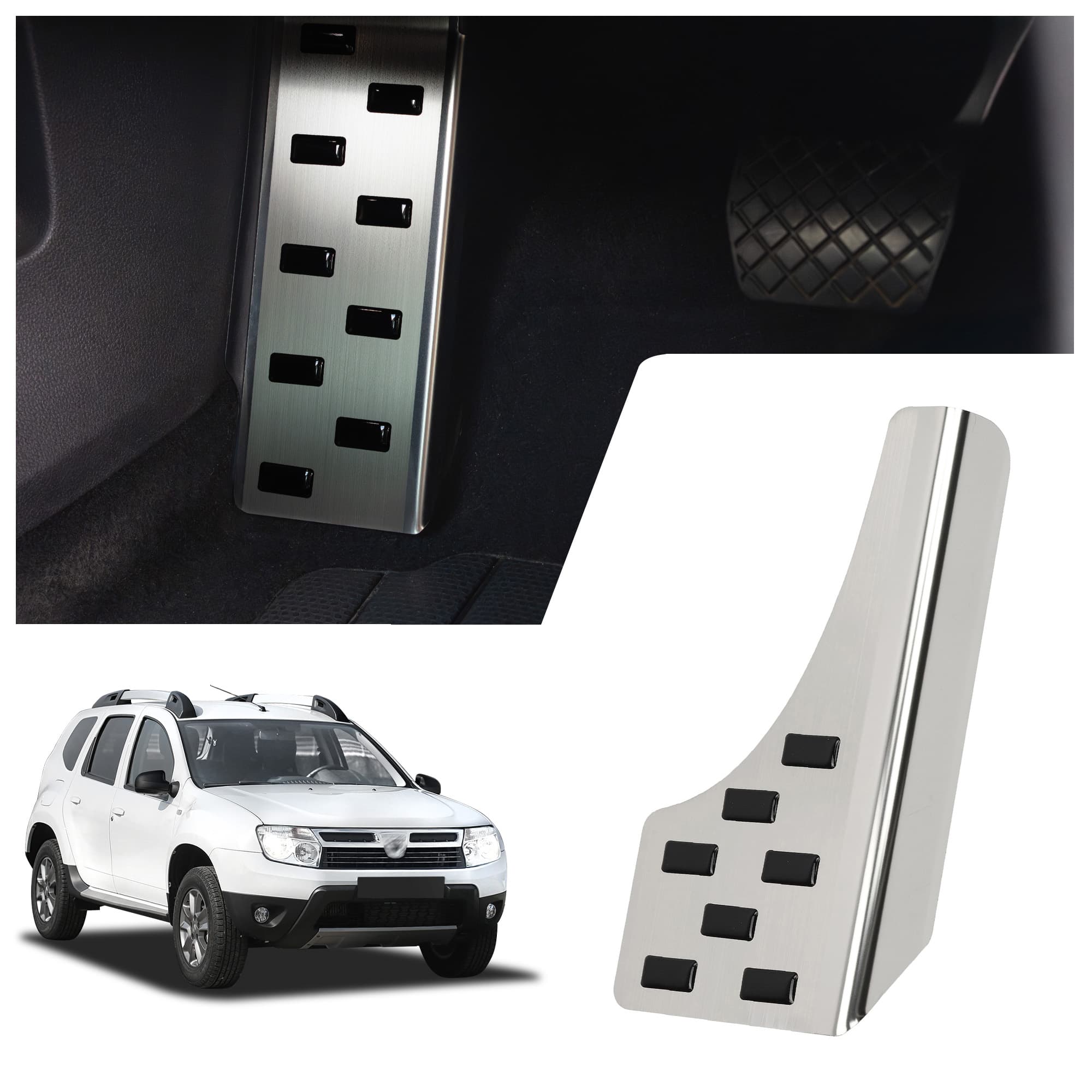 Footrest plate — Black | Silver, Stainless steel, Brushed
