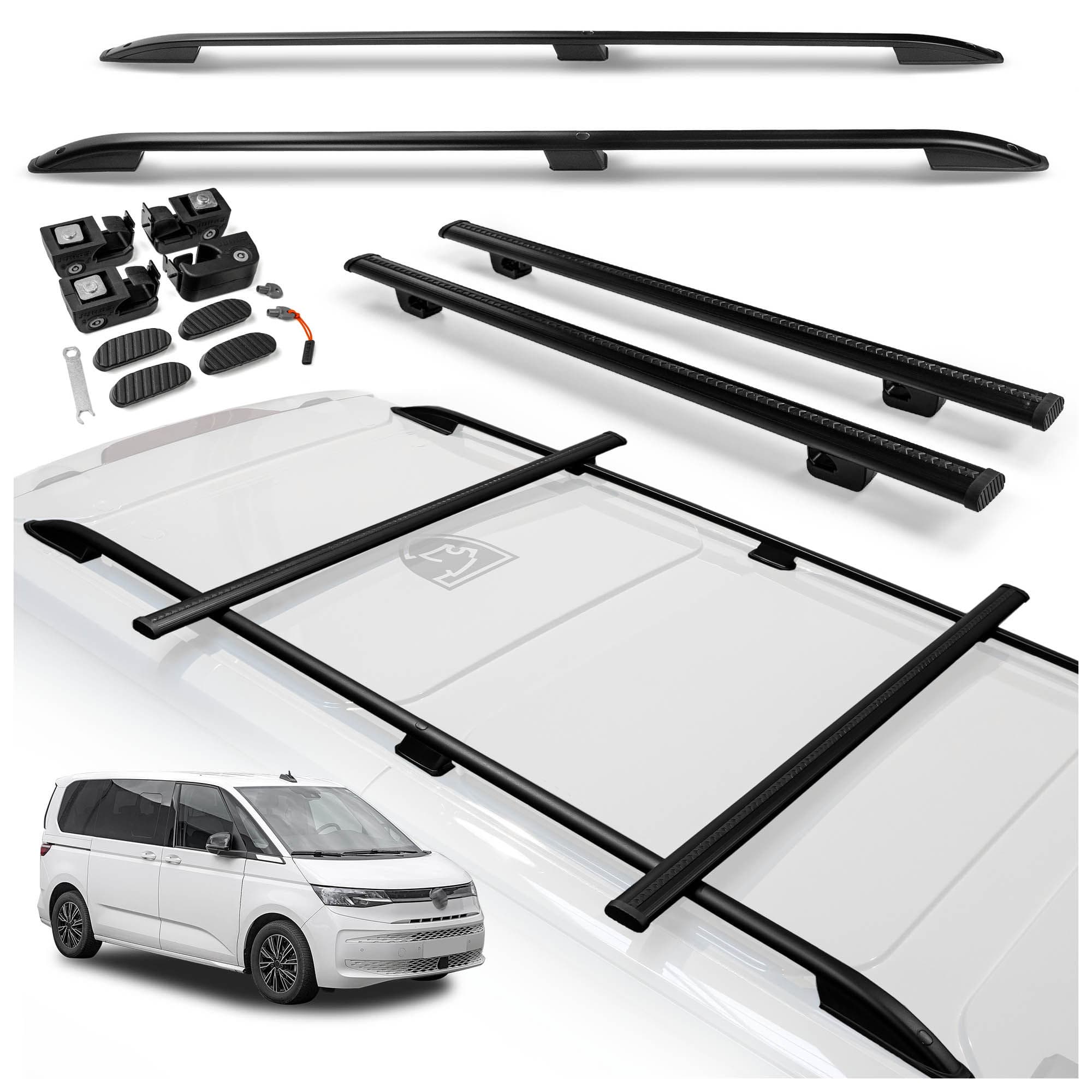 Roof rails with cross bars included SKYPORT — Black, Aluminum | Plastic, Painted