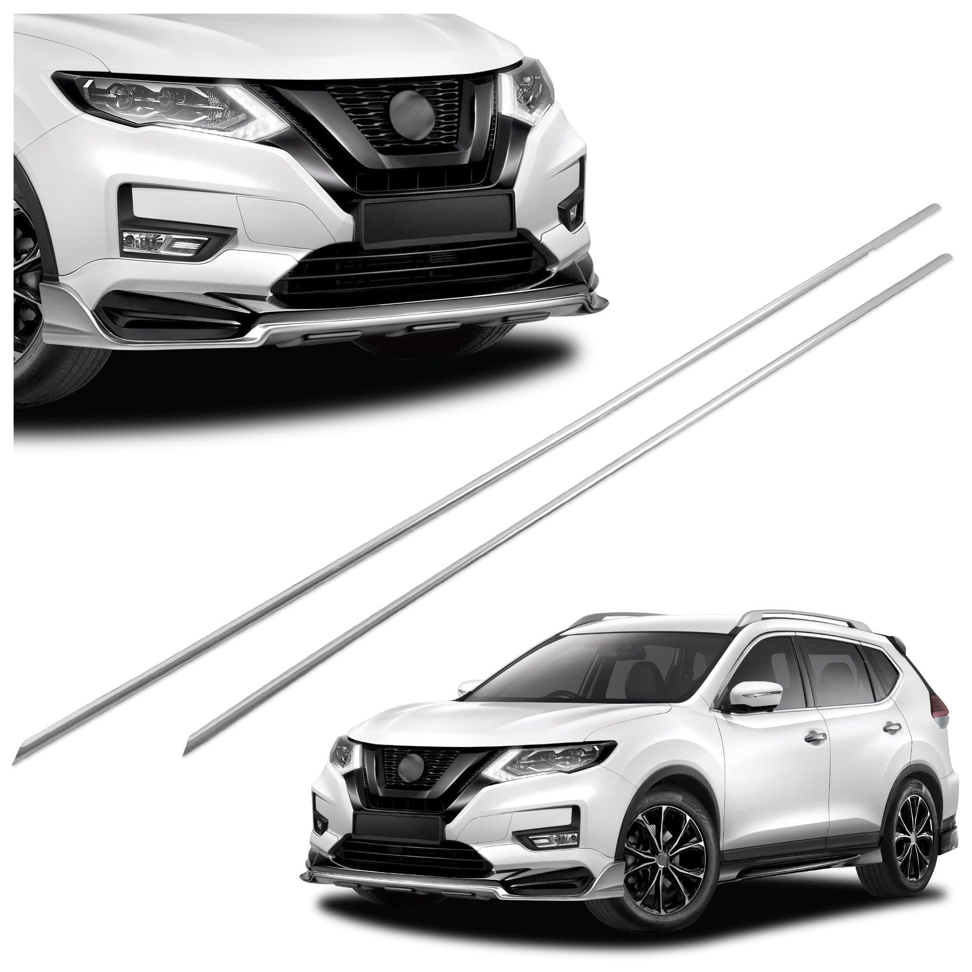 Front bumper grille trims — Chrome, Stainless steel, Polished