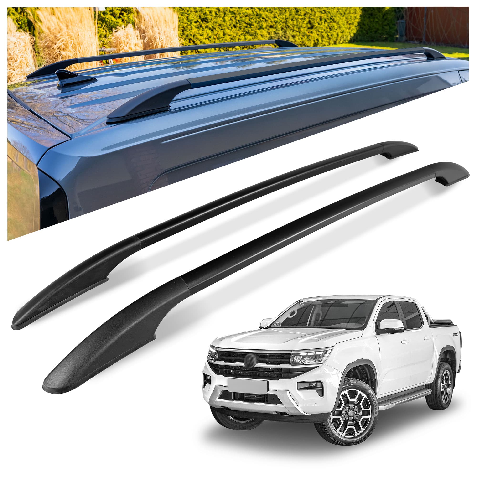 Roof rails Solid — Black, Aluminum | Plastic, Painted