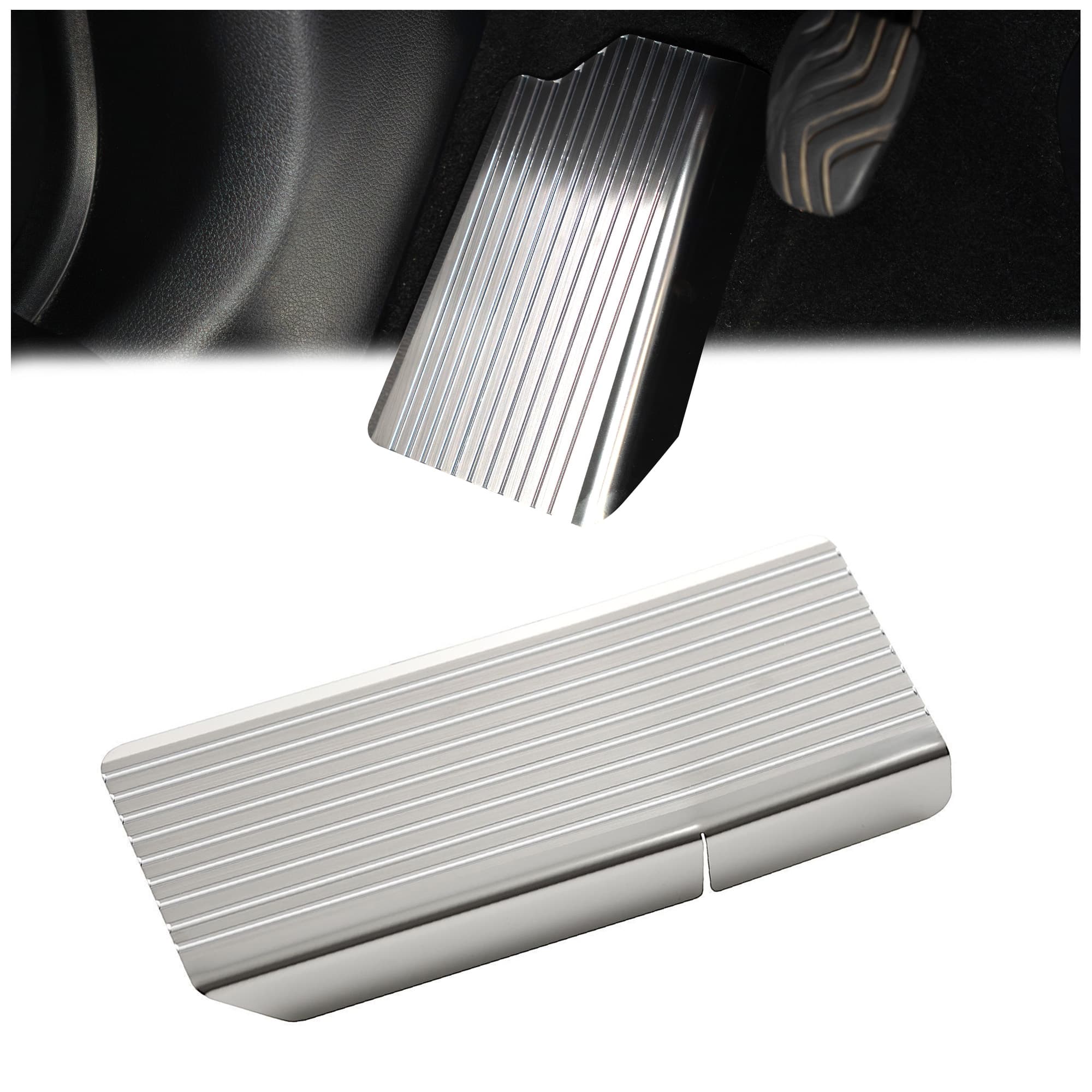Footrest plate — Silver, Stainless steel, Brushed