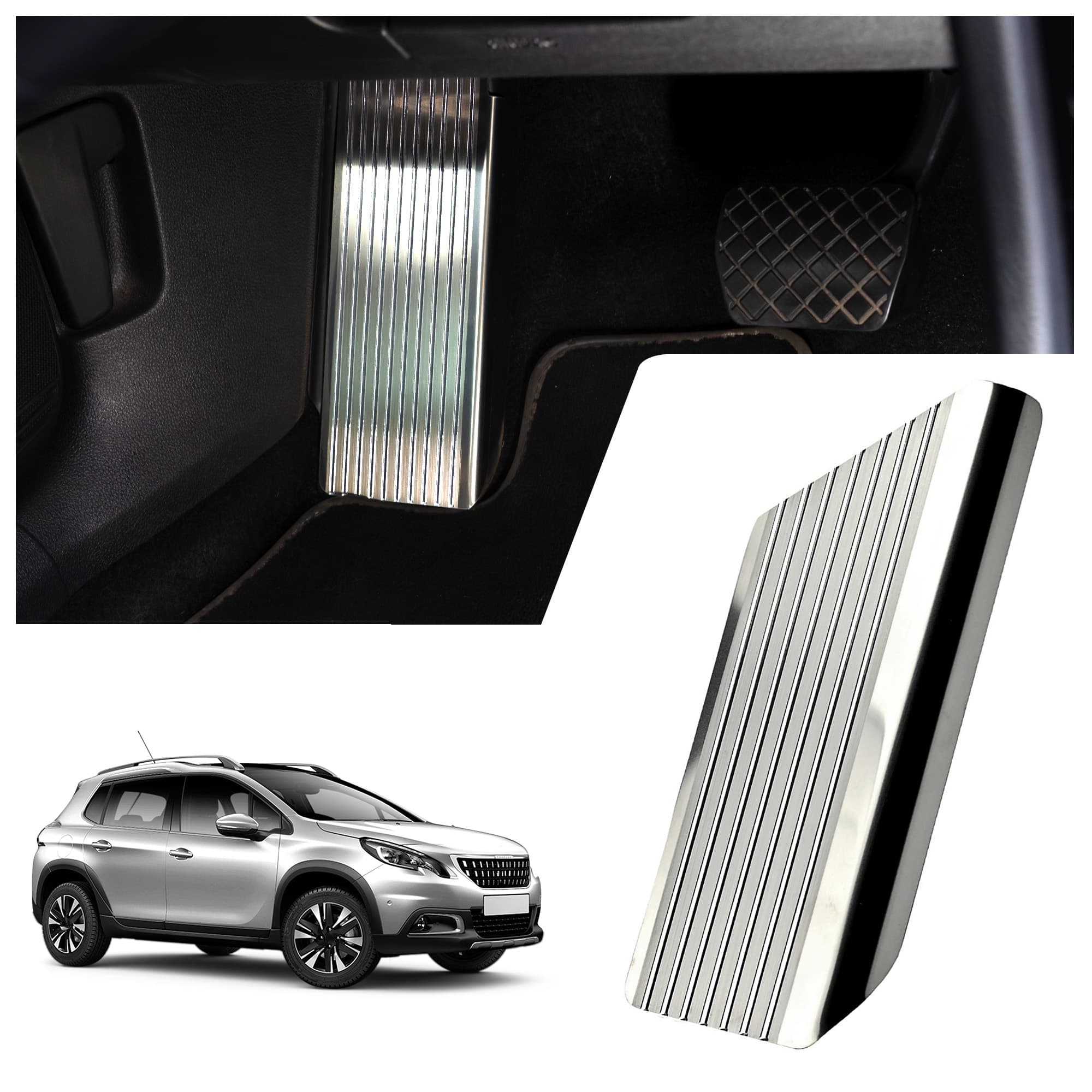 Footrest plate — Silver, Stainless steel, Brushed