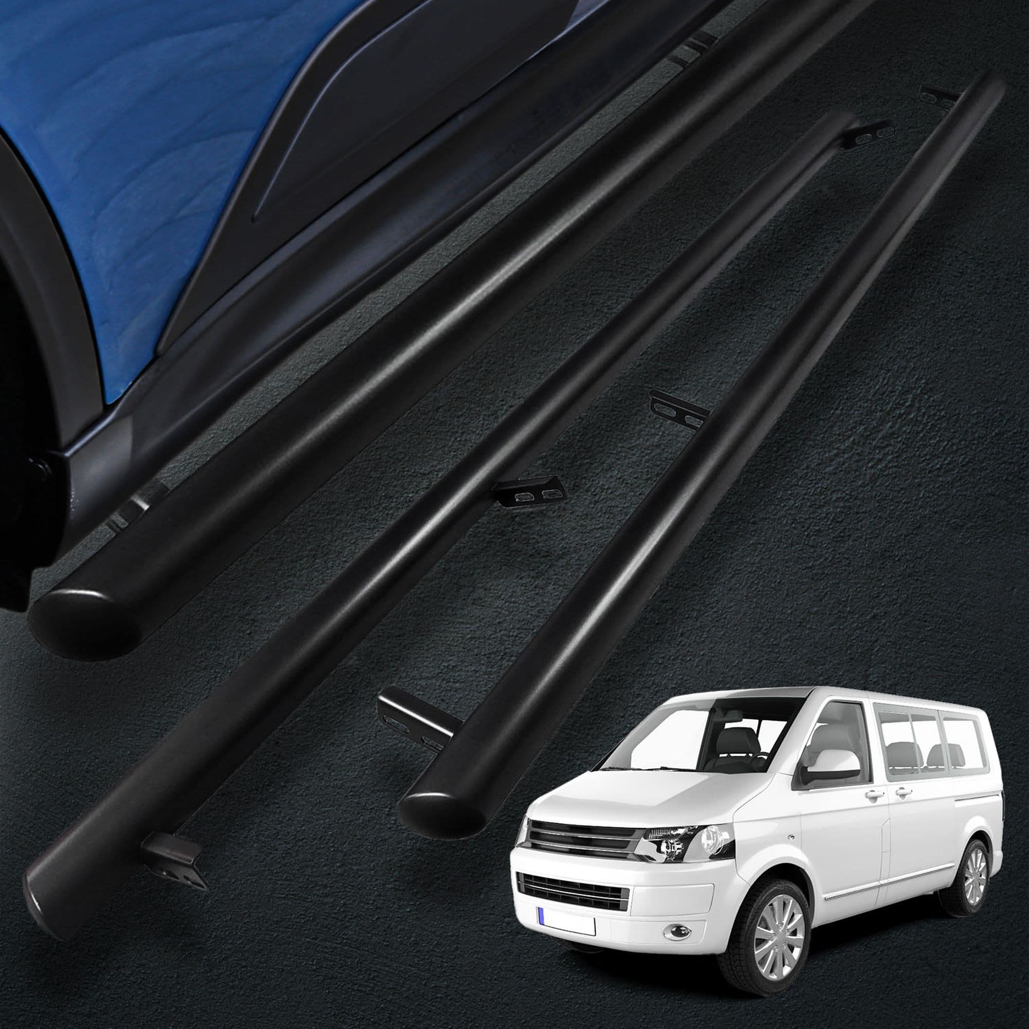 Side bars BB004 — Black, Steel, Powder-coated