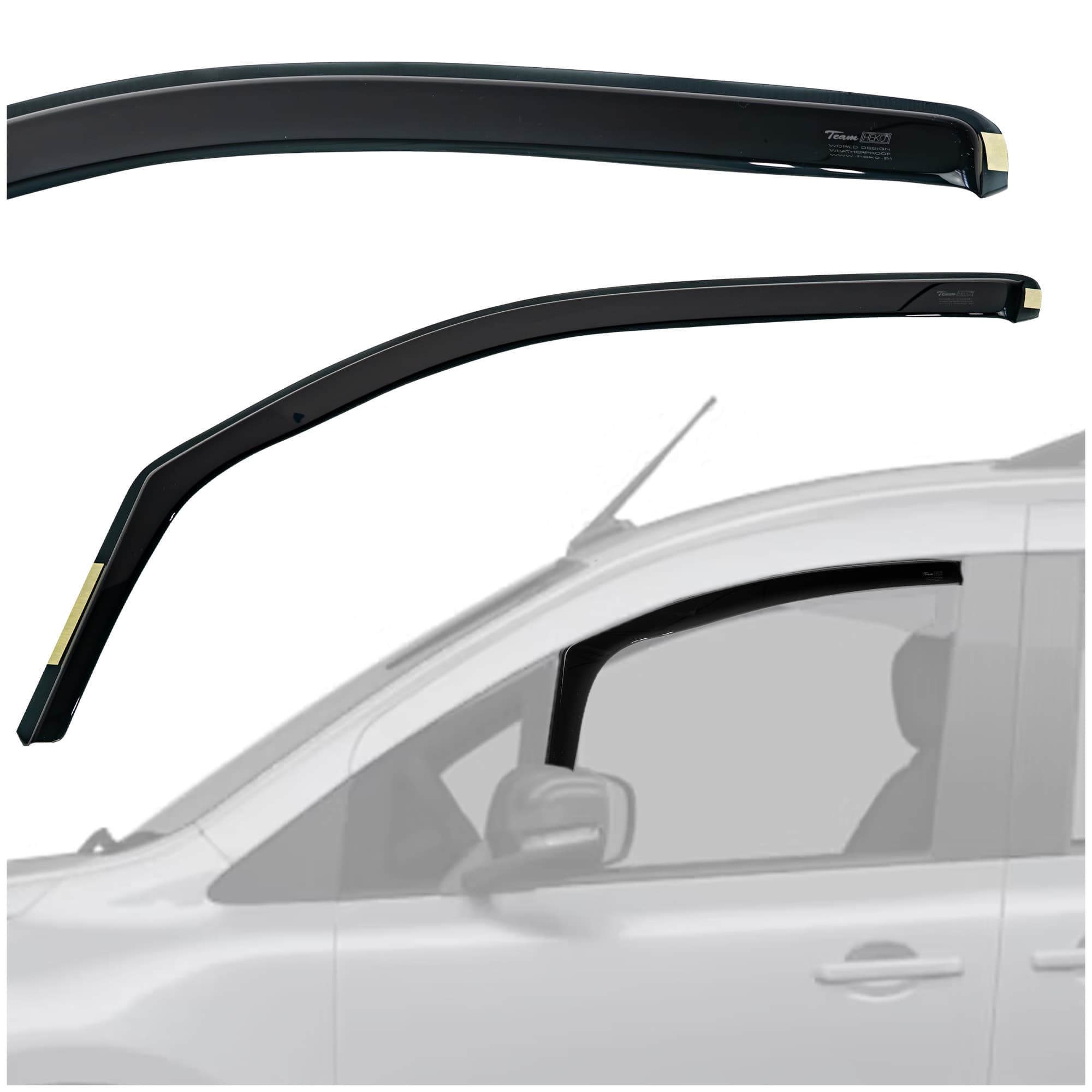 Side window deflectors — Translucent black smoked, Plastic, Shiny