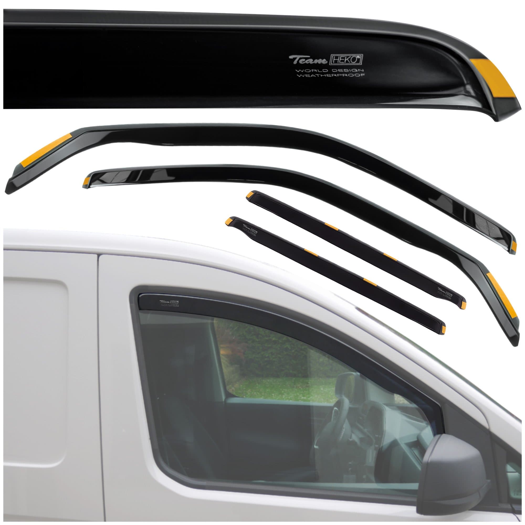 Side window deflectors — Translucent black smoked, Plastic, Shiny