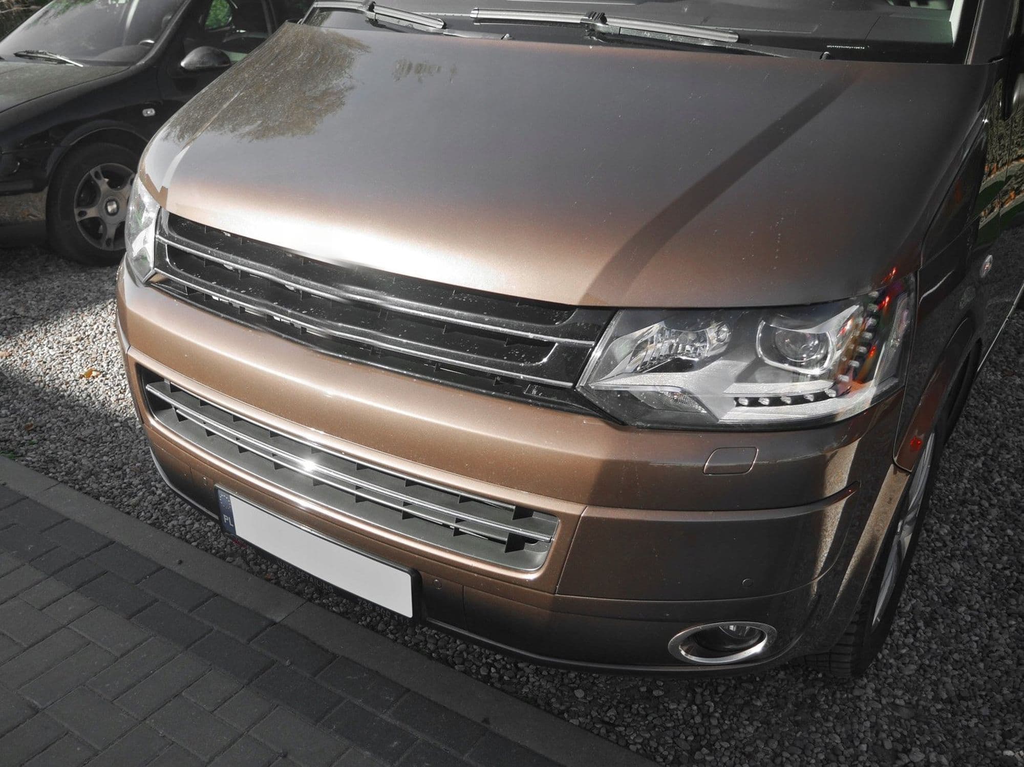 Front bumper grille trim — Chrome, Stainless steel, Polished