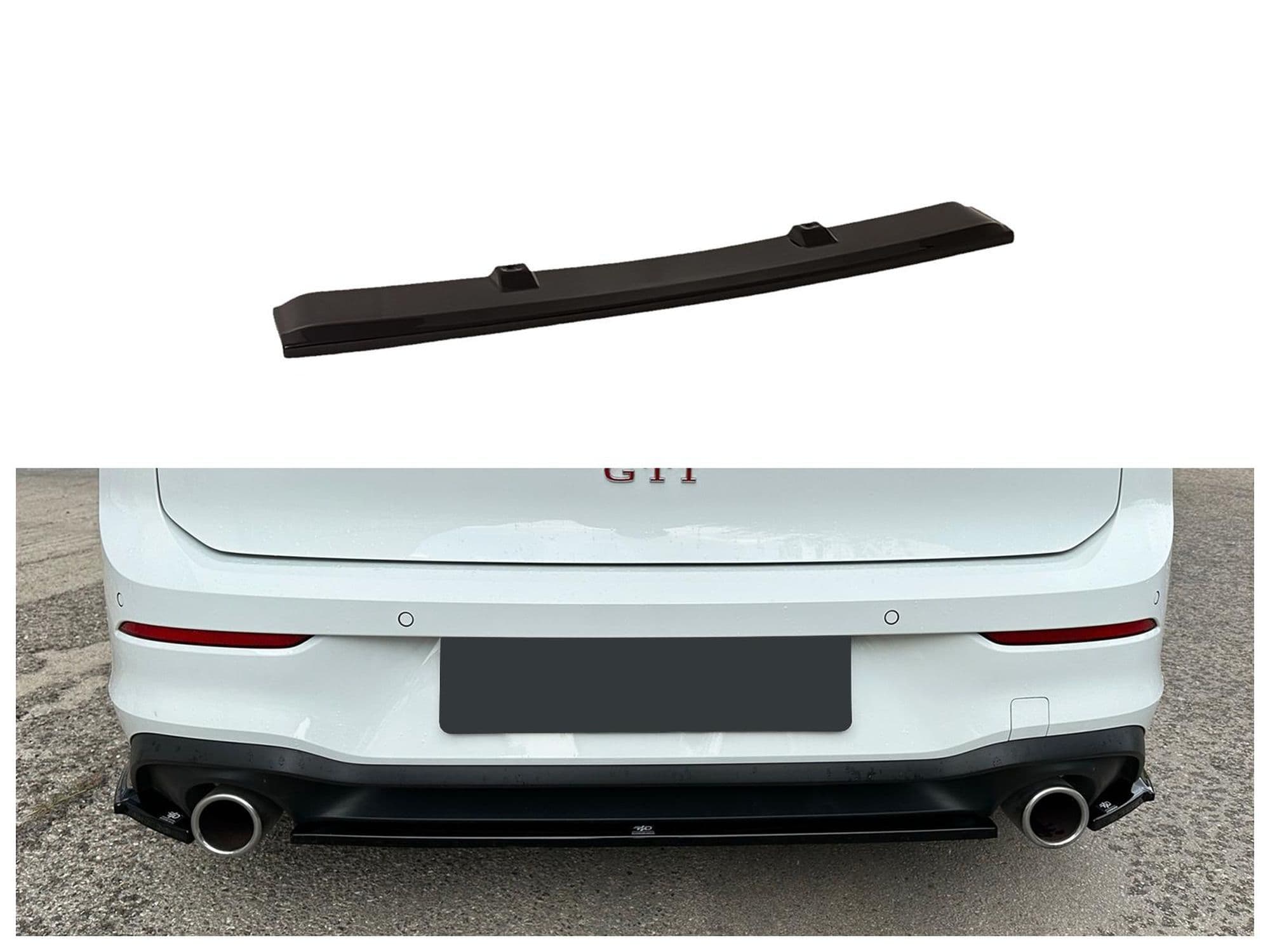 Rear bumper lip — Black, ABS plastic, Shiny