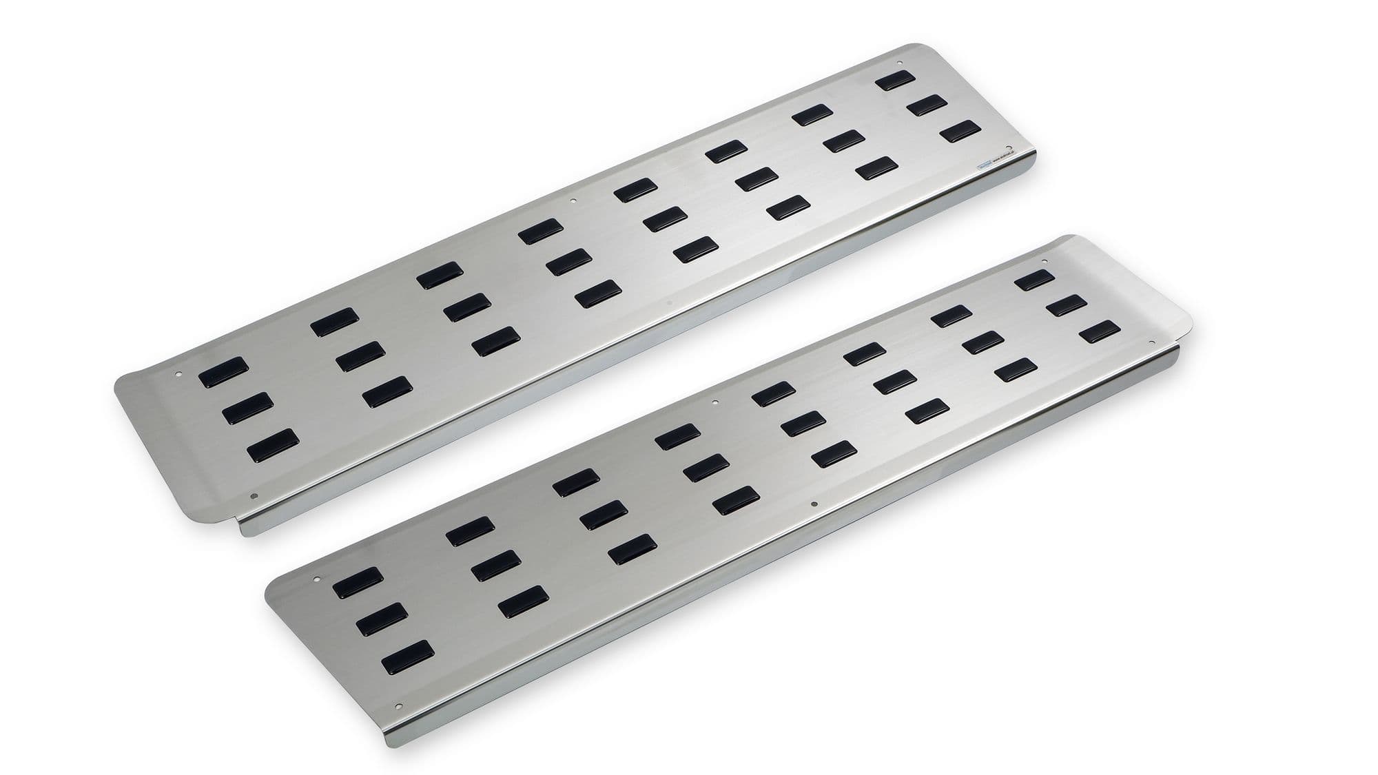 Covers for front interior steps — Black | Silver, Stainless steel, Polished
