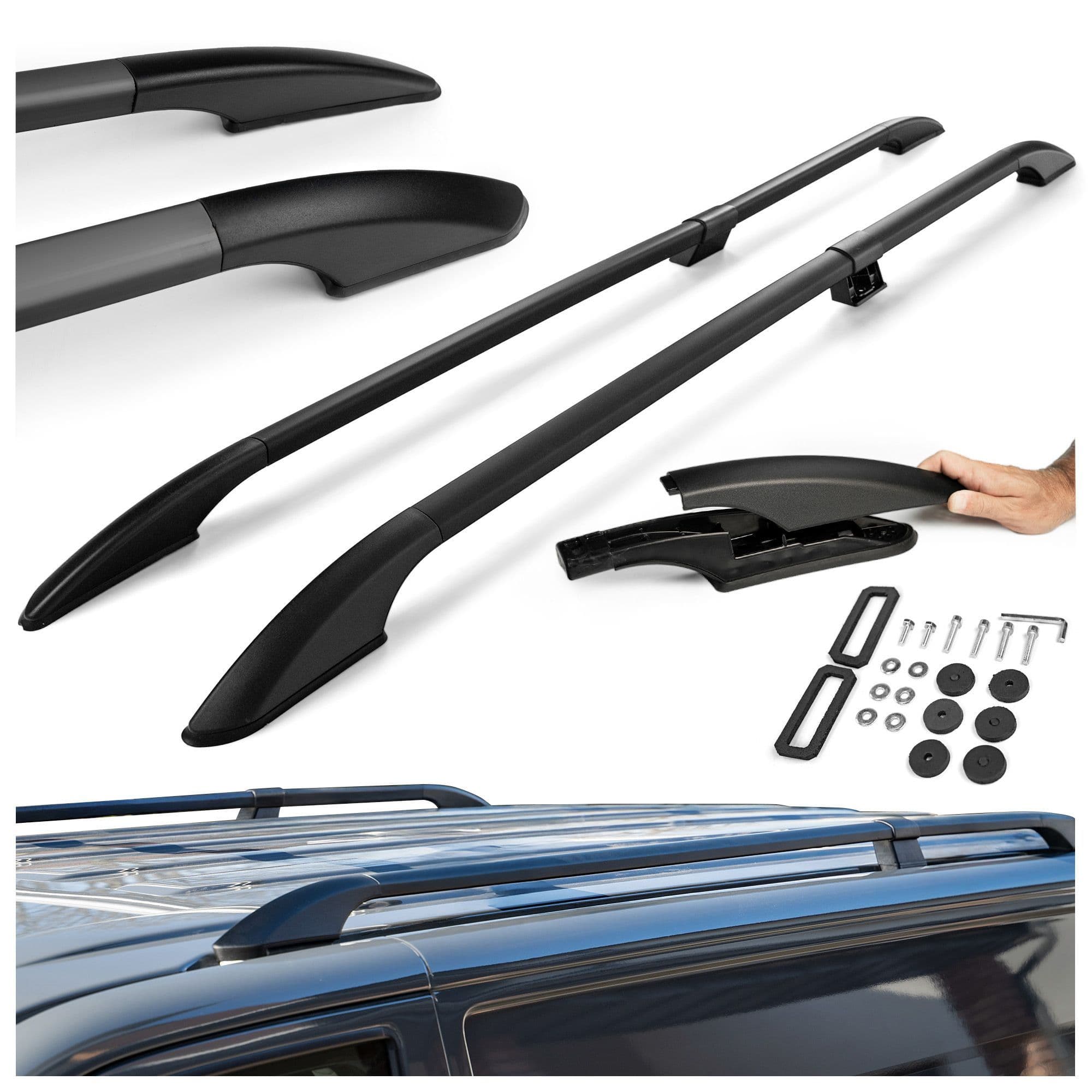 Split roof rails Solid — Black, Aluminum | Plastic, Painted