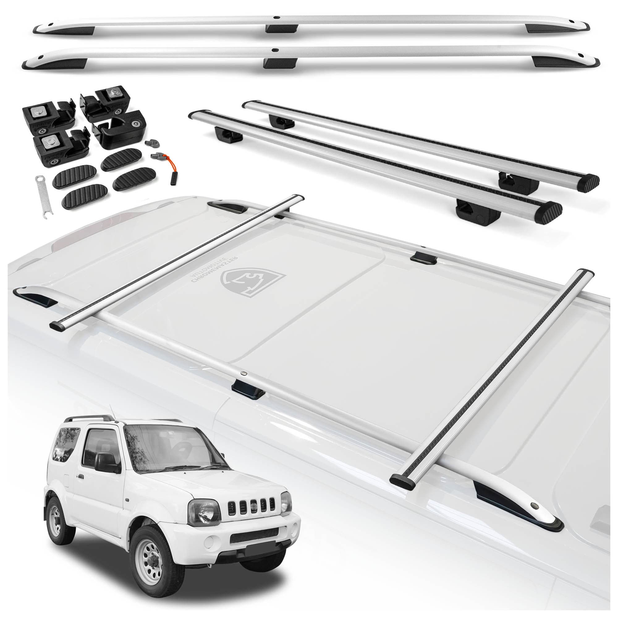 Roof rails with cross bars included SKYPORT — Silver, Aluminum | Plastic, Painted