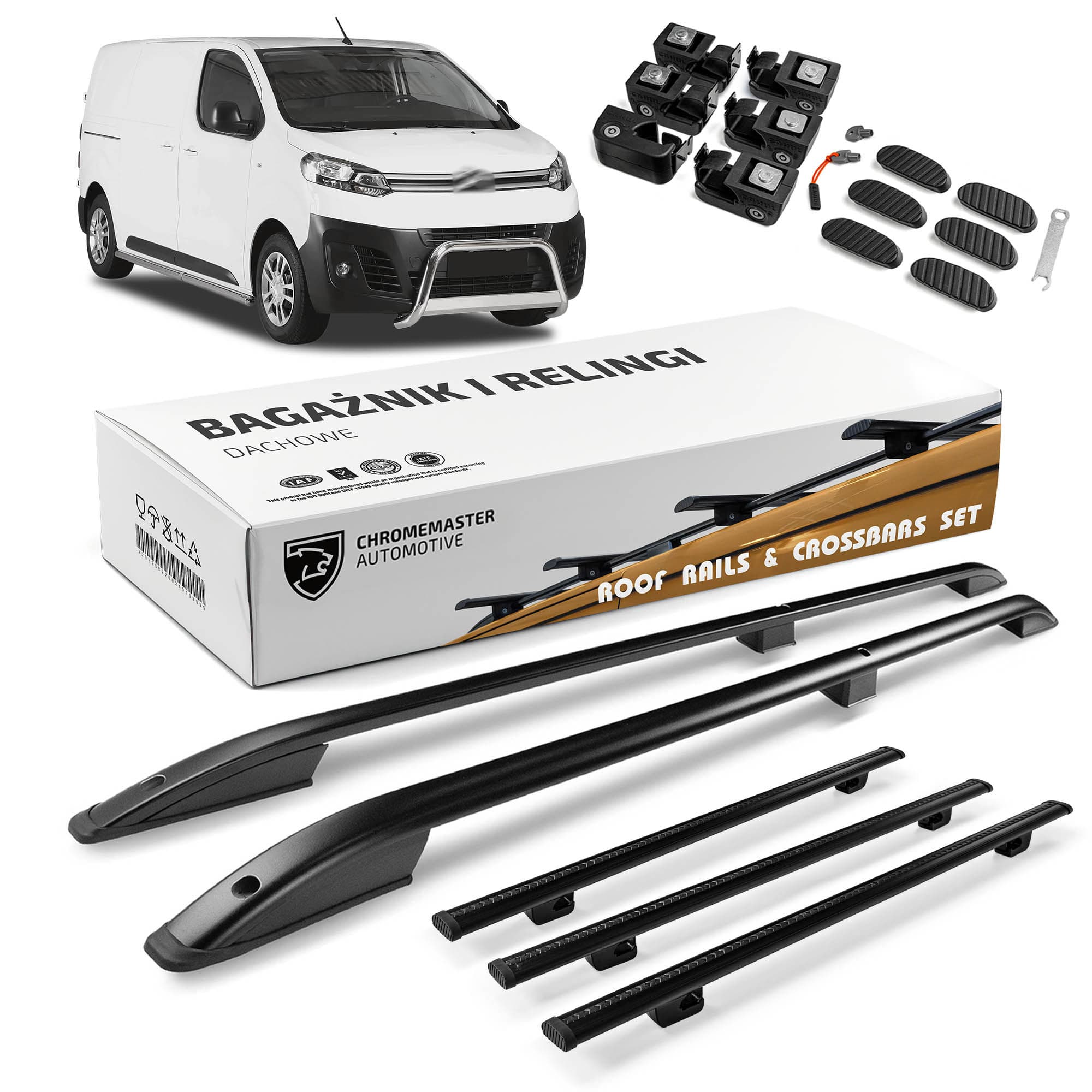 Roof rails with cross bars included SKYPORT — Black, Aluminum | Plastic, Painted