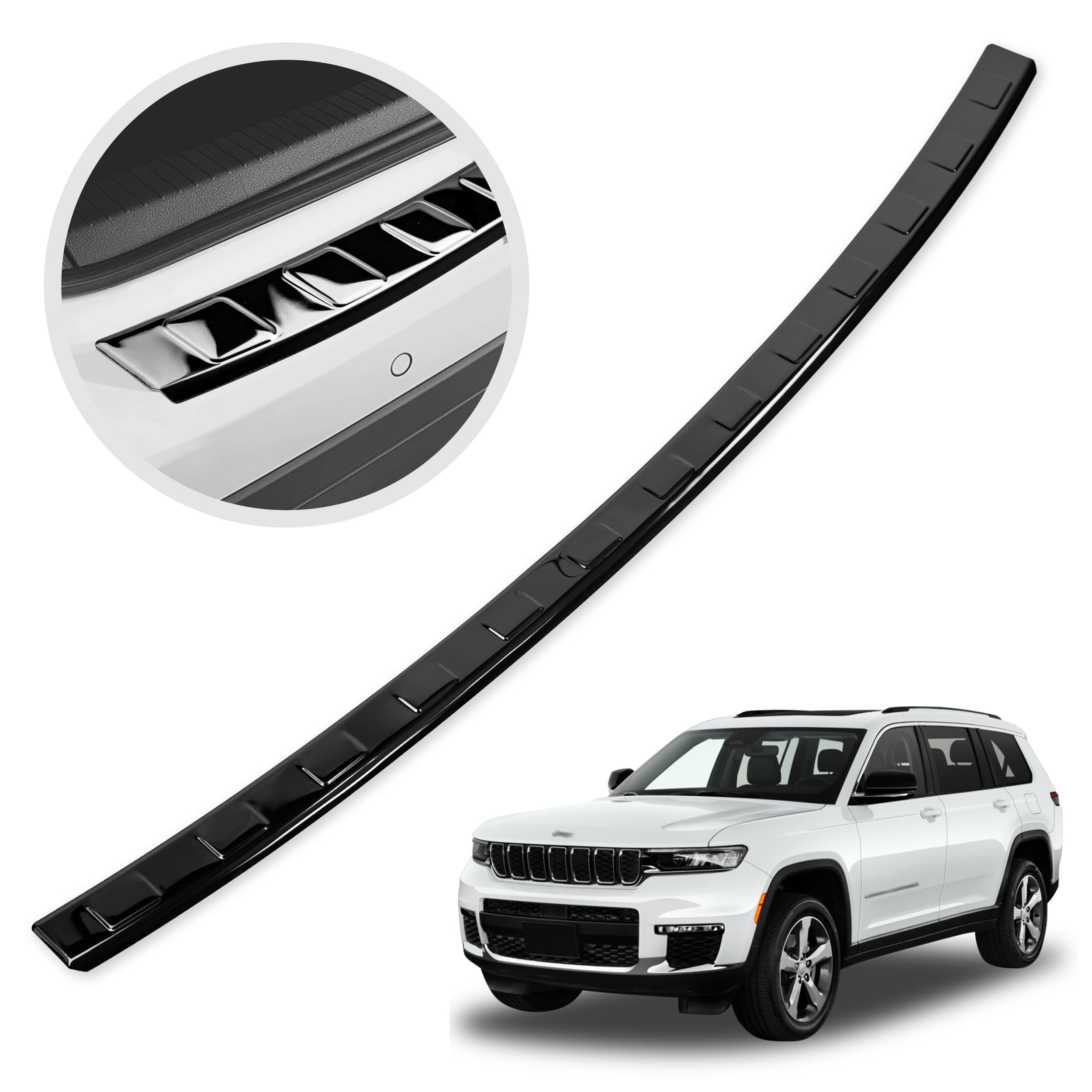 Moulure de pare-chocs arrière — Chrome noir, Acier inoxydable, Piano Black