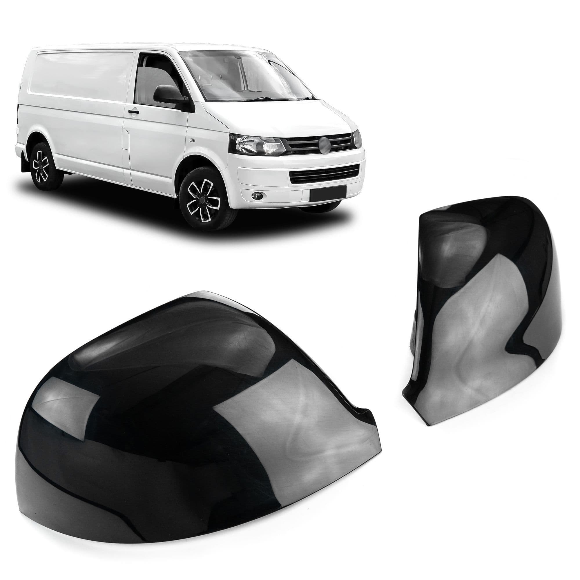 Mirror covers — Black, ABS plastic, Piano Black