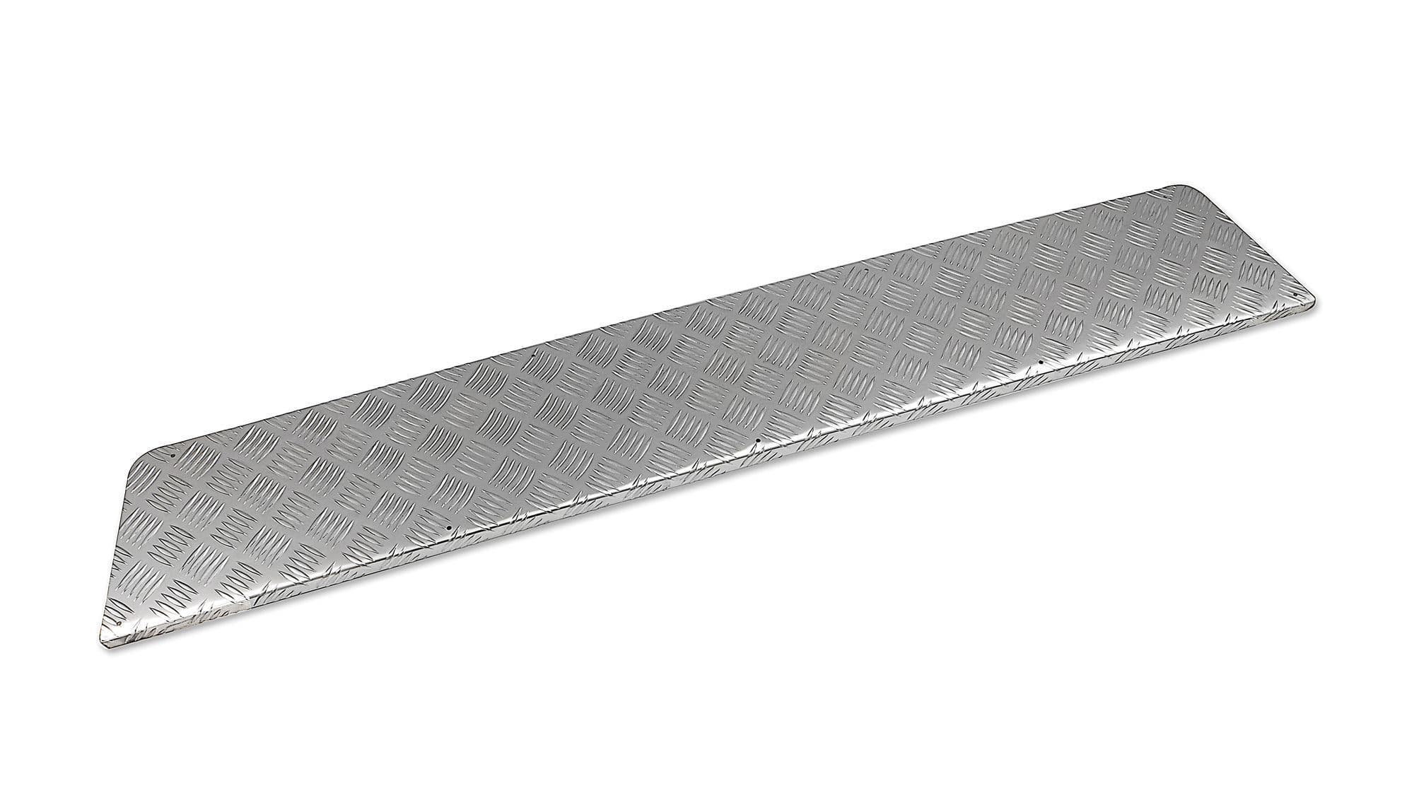 Cover for left rear interior step — Silver, Aluminum, Ribbed