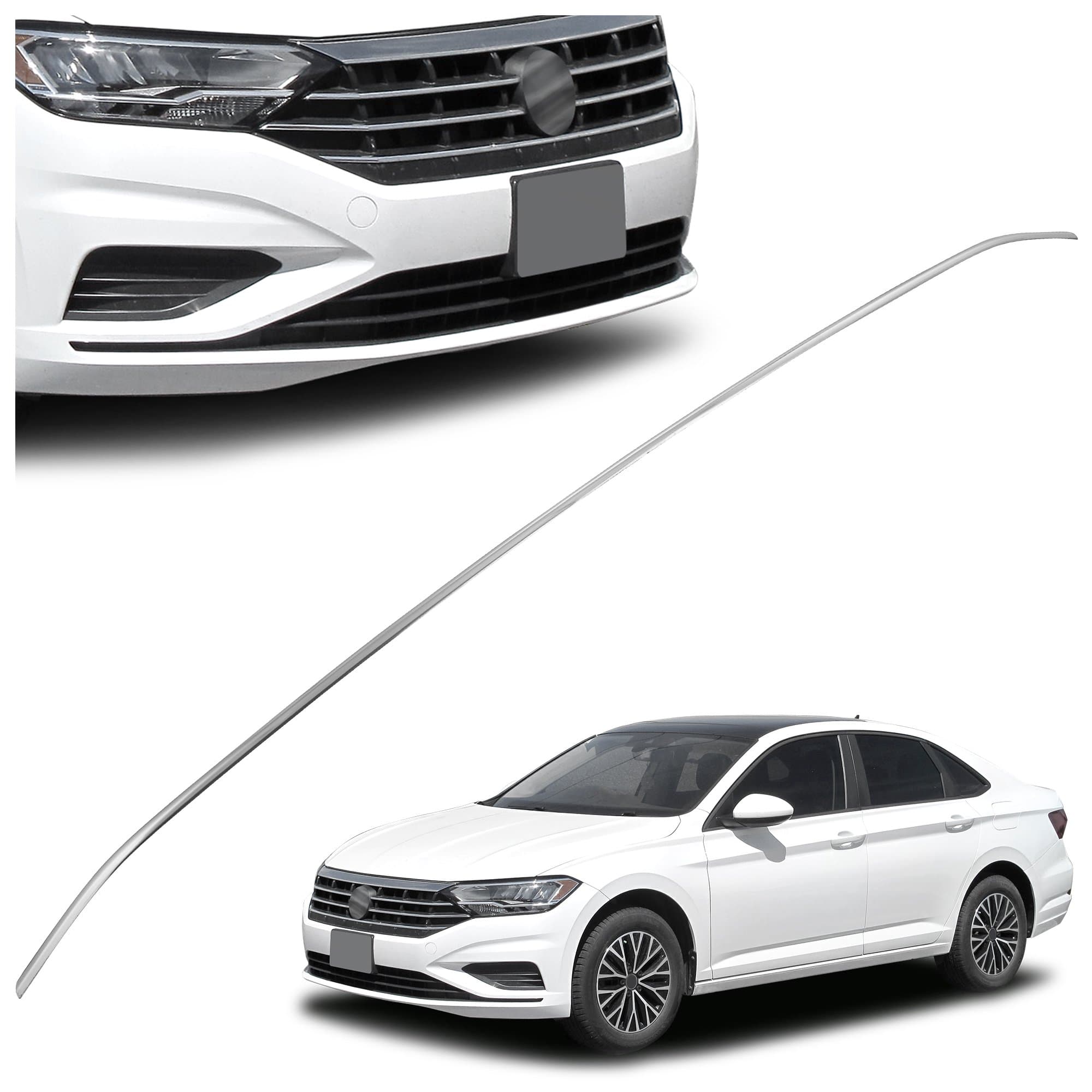 Front bumper grille trim — Chrome, Stainless steel, Polished