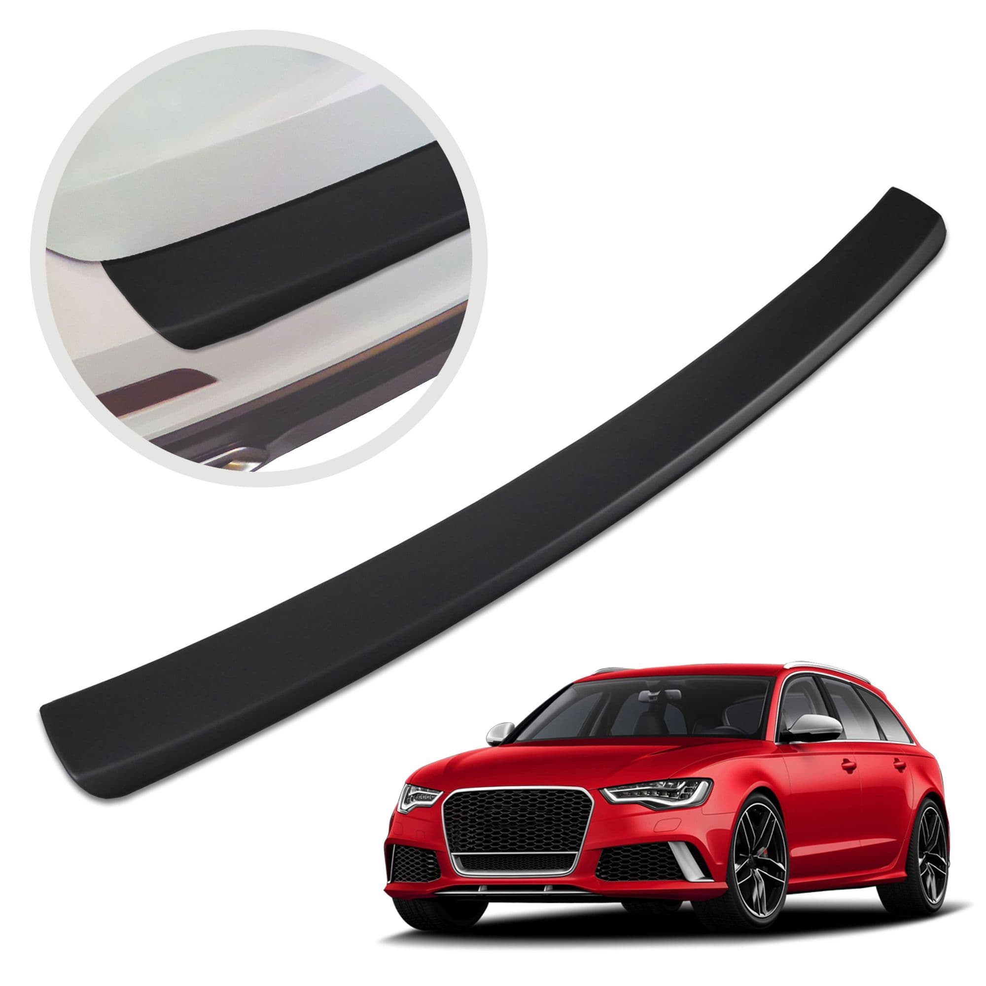 Rear bumper trim — Black, ABS plastic, Matte