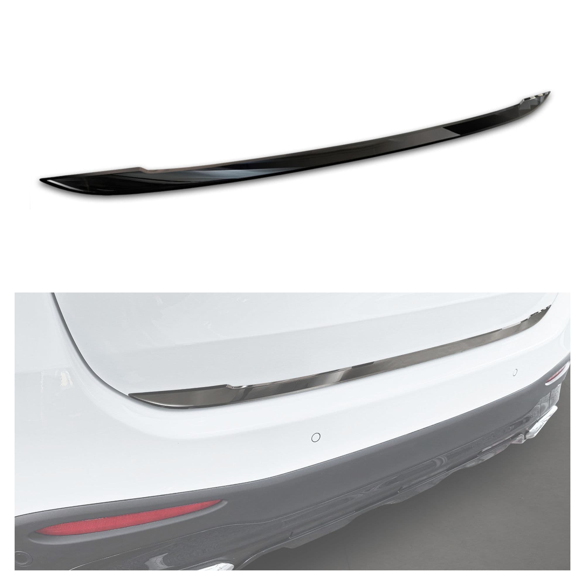 Rear tailgate edge trim — Black chrome, Stainless steel, Polished