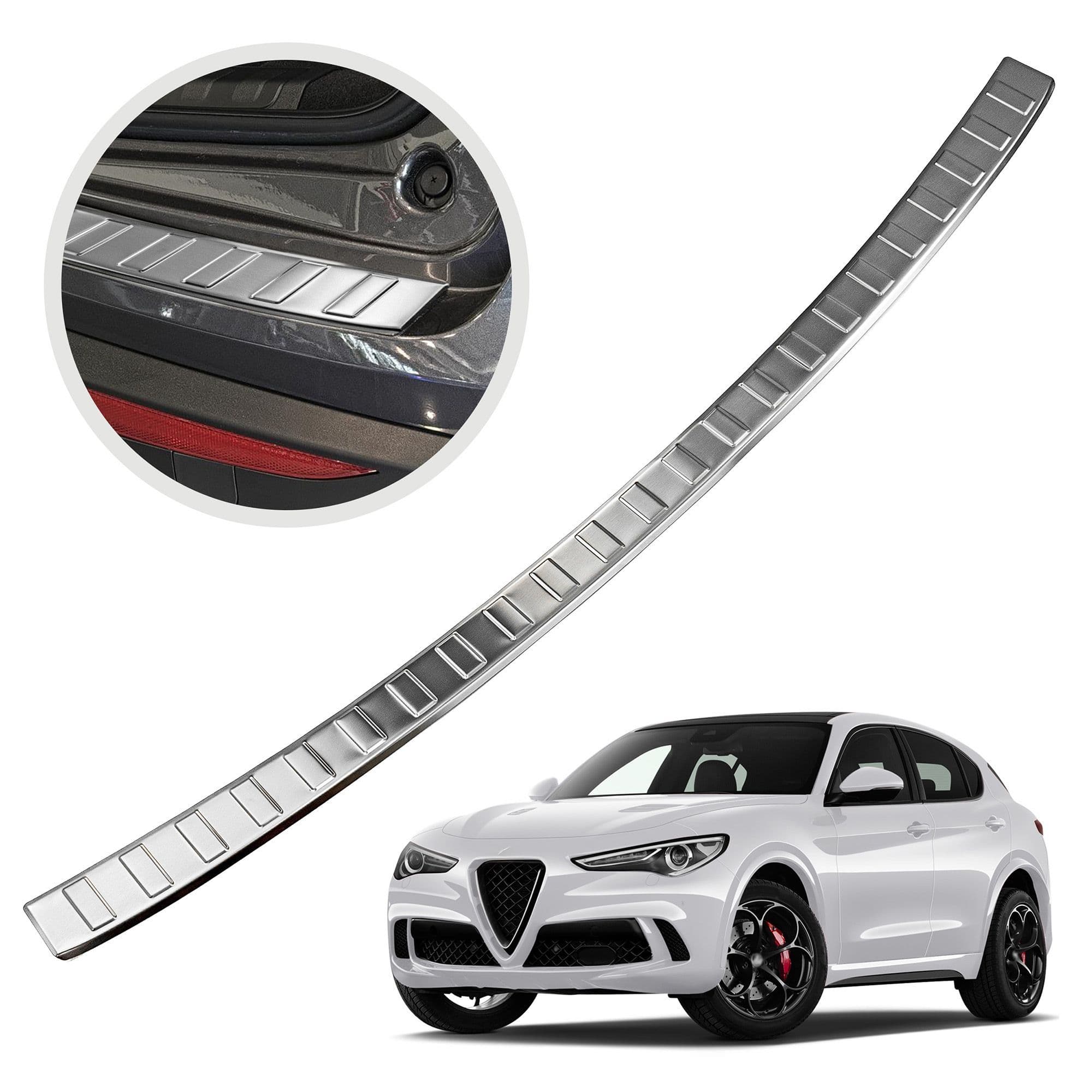 Rear bumper trim — Silver, Stainless steel, Brushed