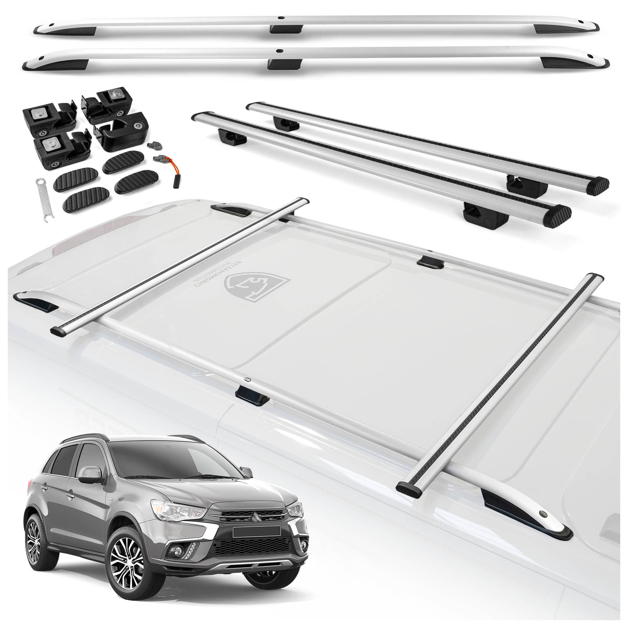 Roof rails with cross bars included SKYPORT — Silver, Aluminum | Plastic, Painted
