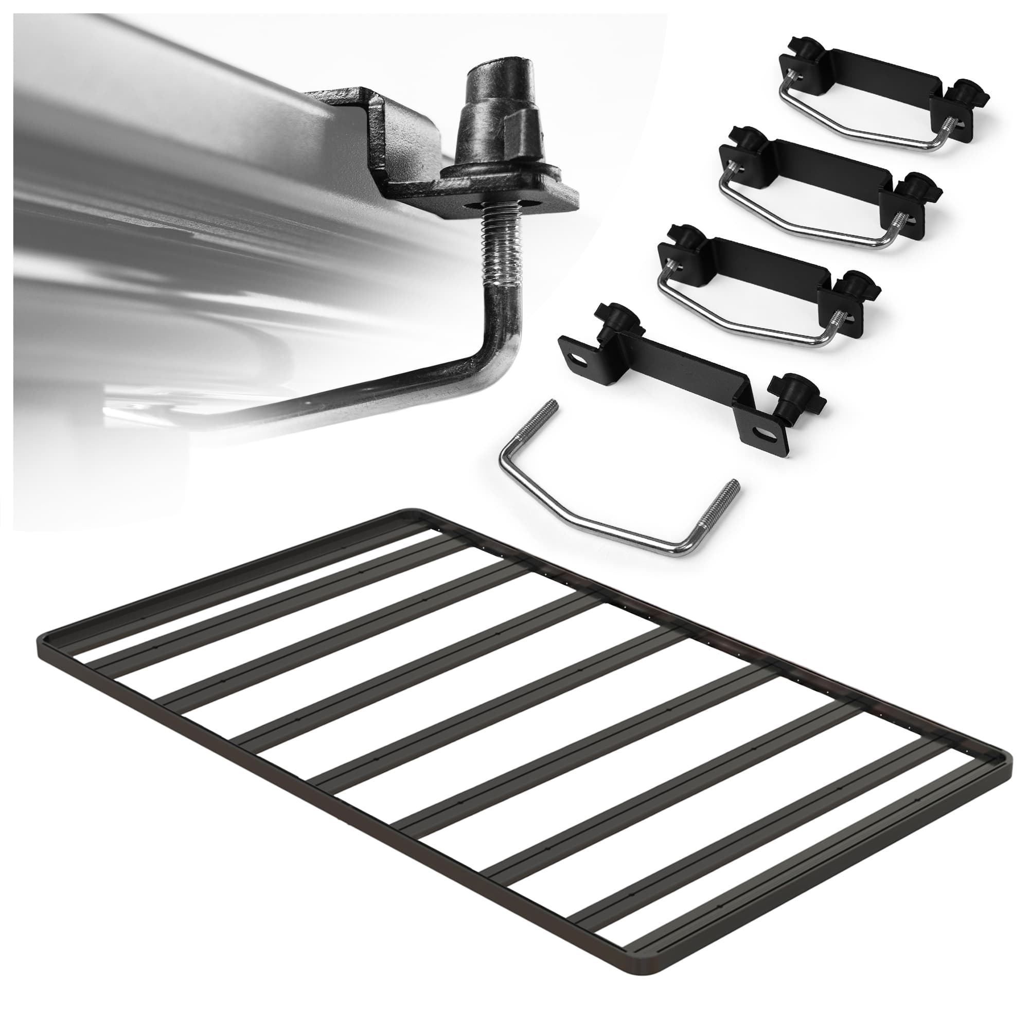 Dachplattform T40 uniwersalna — Schwarz, Aluminium | Stahl, Pulverbeschichtet