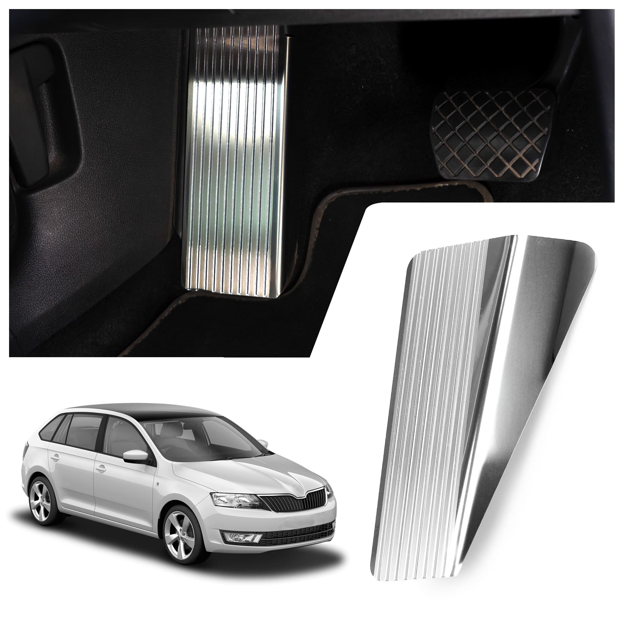 Footrest plate — Silver, Stainless steel, Brushed