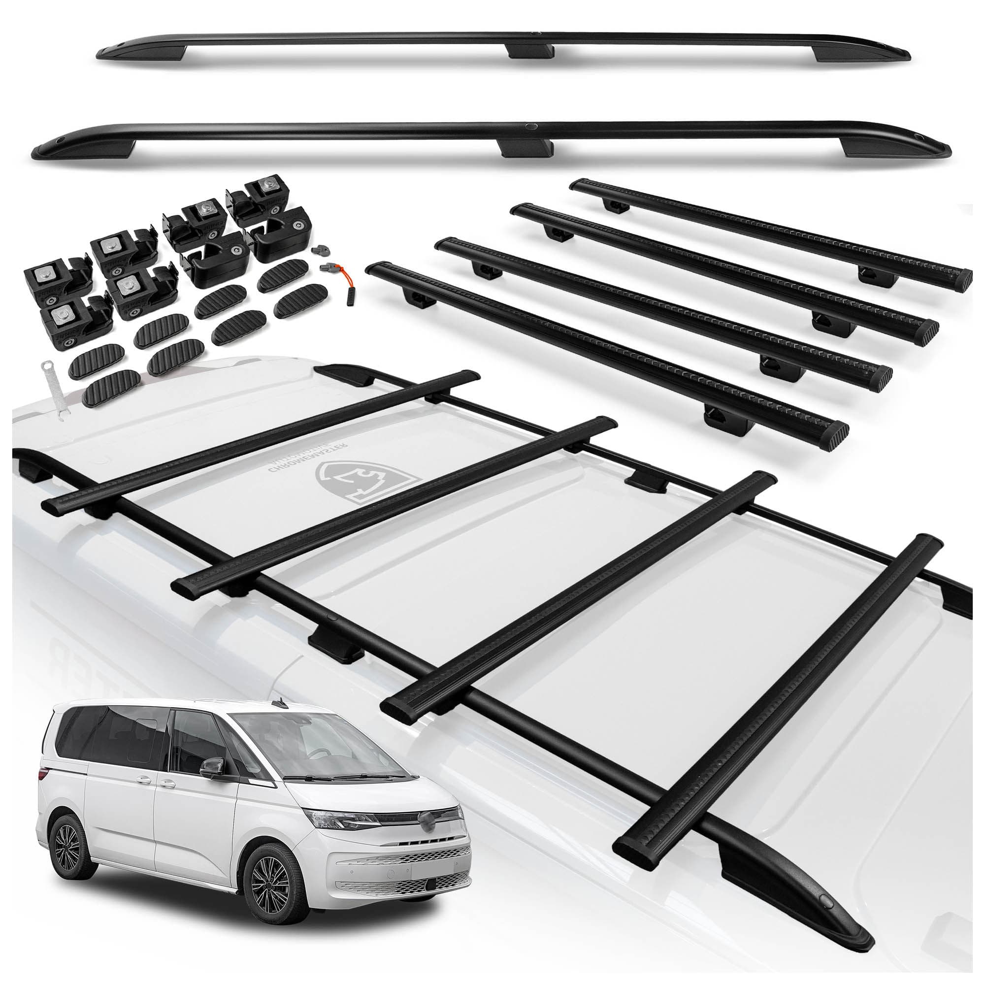 Roof rails with cross bars included SKYPORT — Black, Aluminum | Plastic, Painted
