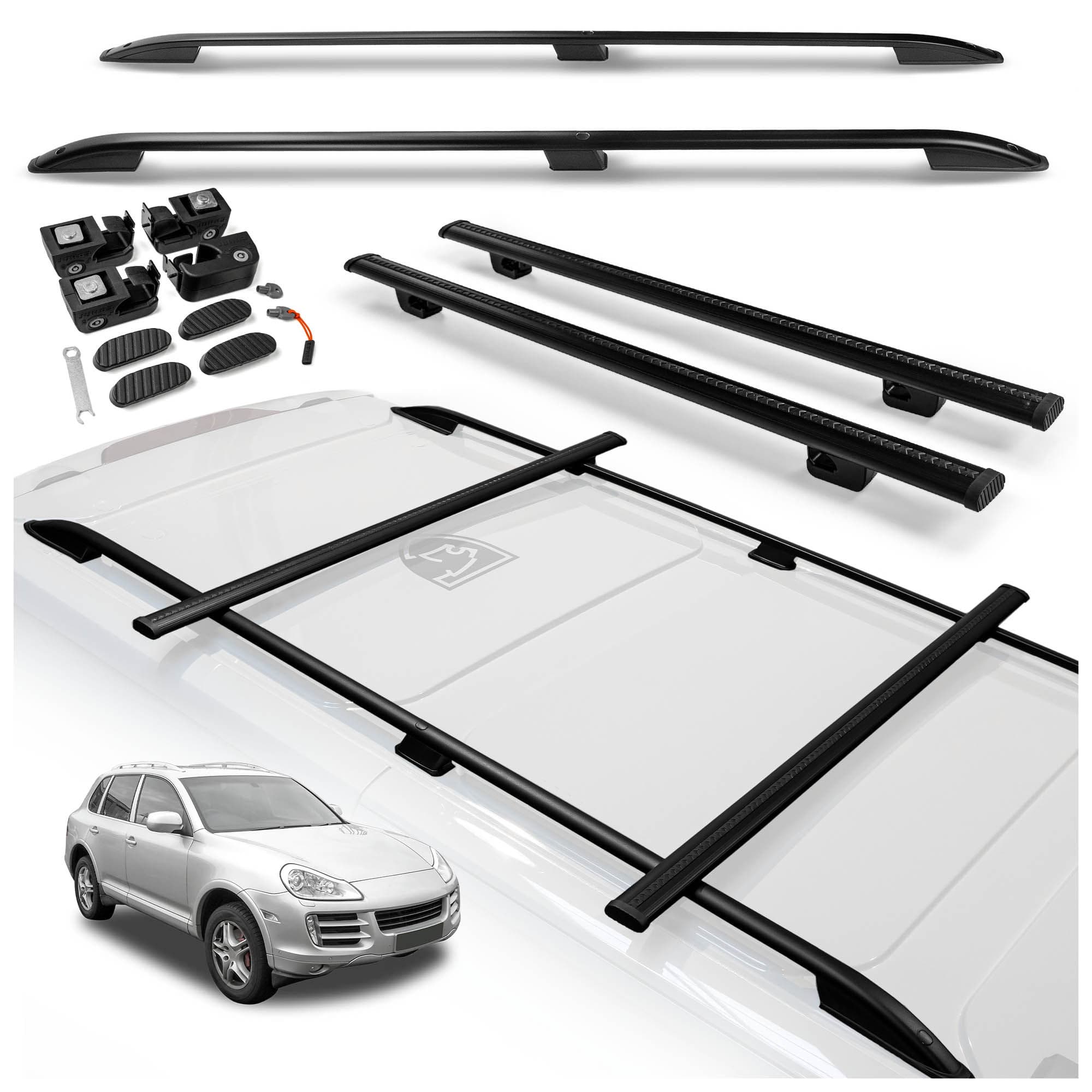 Roof rails with cross bars included SKYPORT — Black, Aluminum | Plastic, Painted