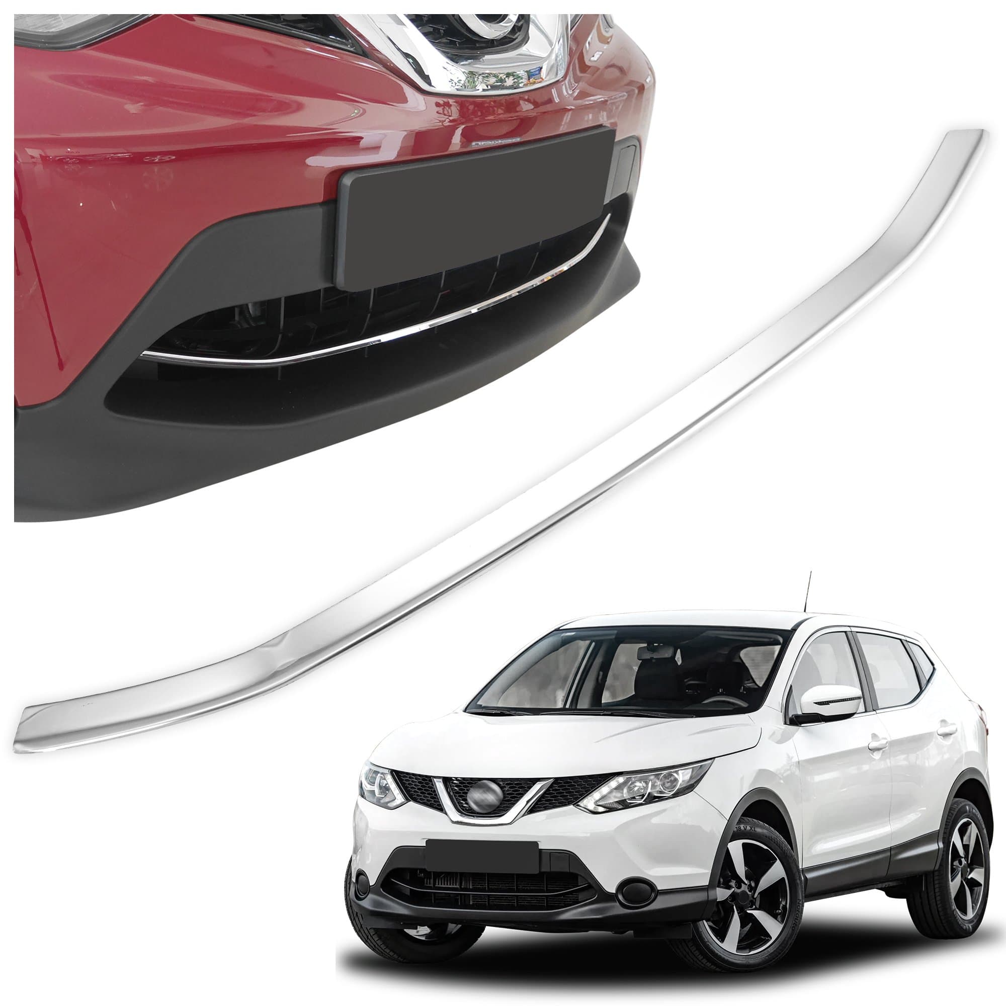 Front bumper grille trim — Chrome, Stainless steel, Polished