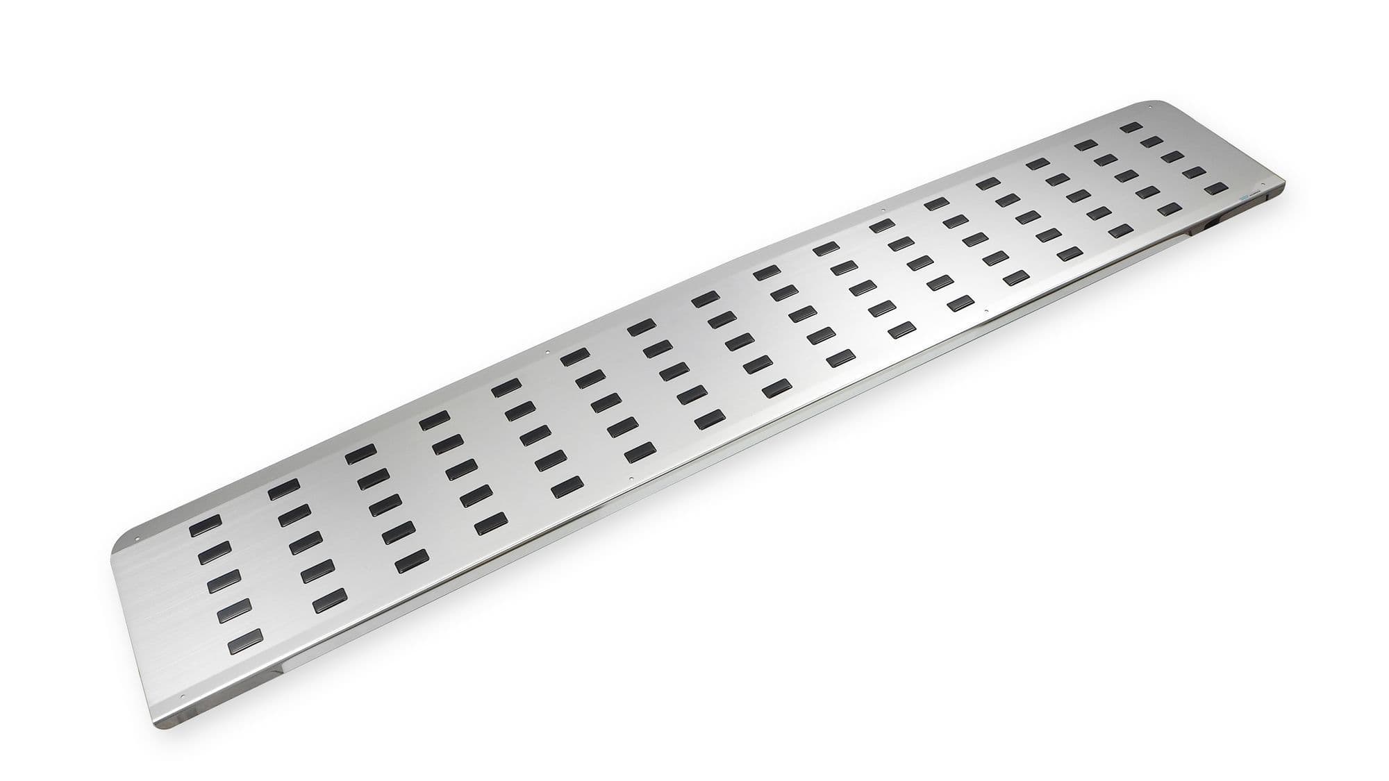 Cover for left rear interior step — Black | Silver, Stainless steel, Polished