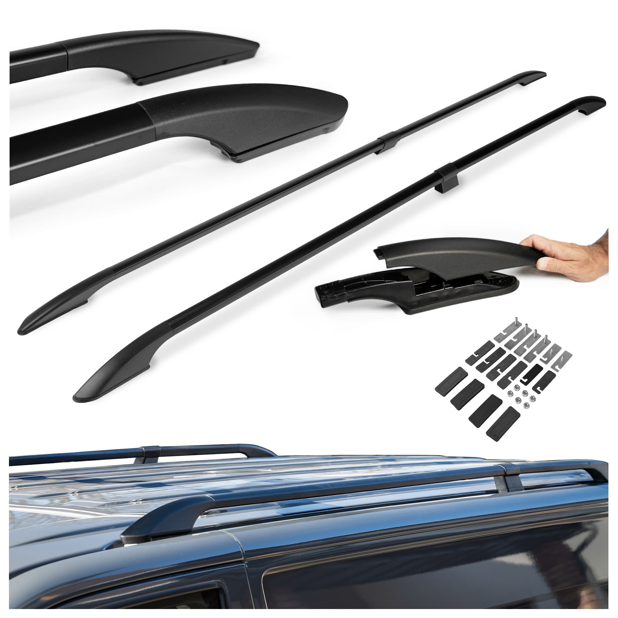 Split roof rails Solid — Black, Aluminum | Plastic, Painted