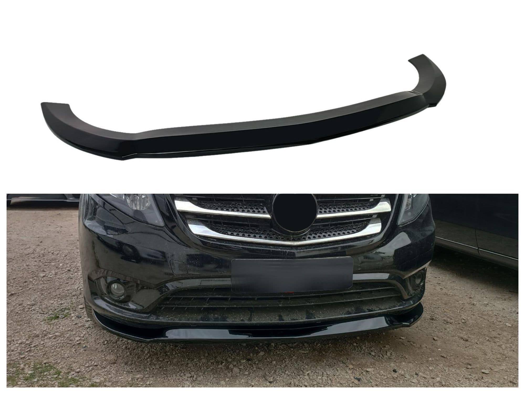 Front splitter — Black, ABS plastic, Shiny