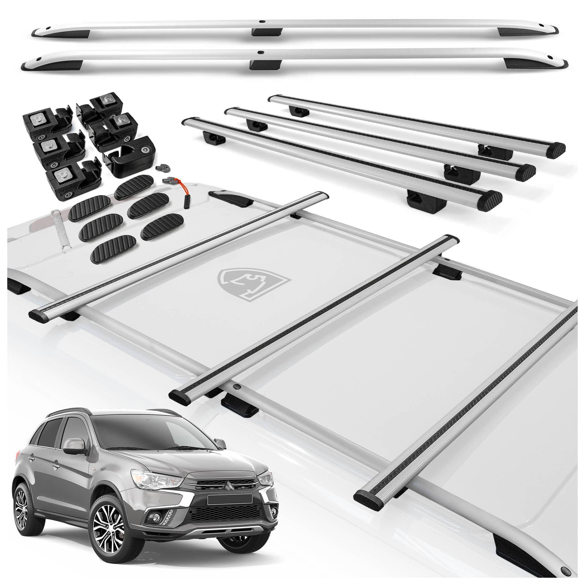 Roof rails with cross bars included SKYPORT — Silver, Aluminum | Plastic, Painted