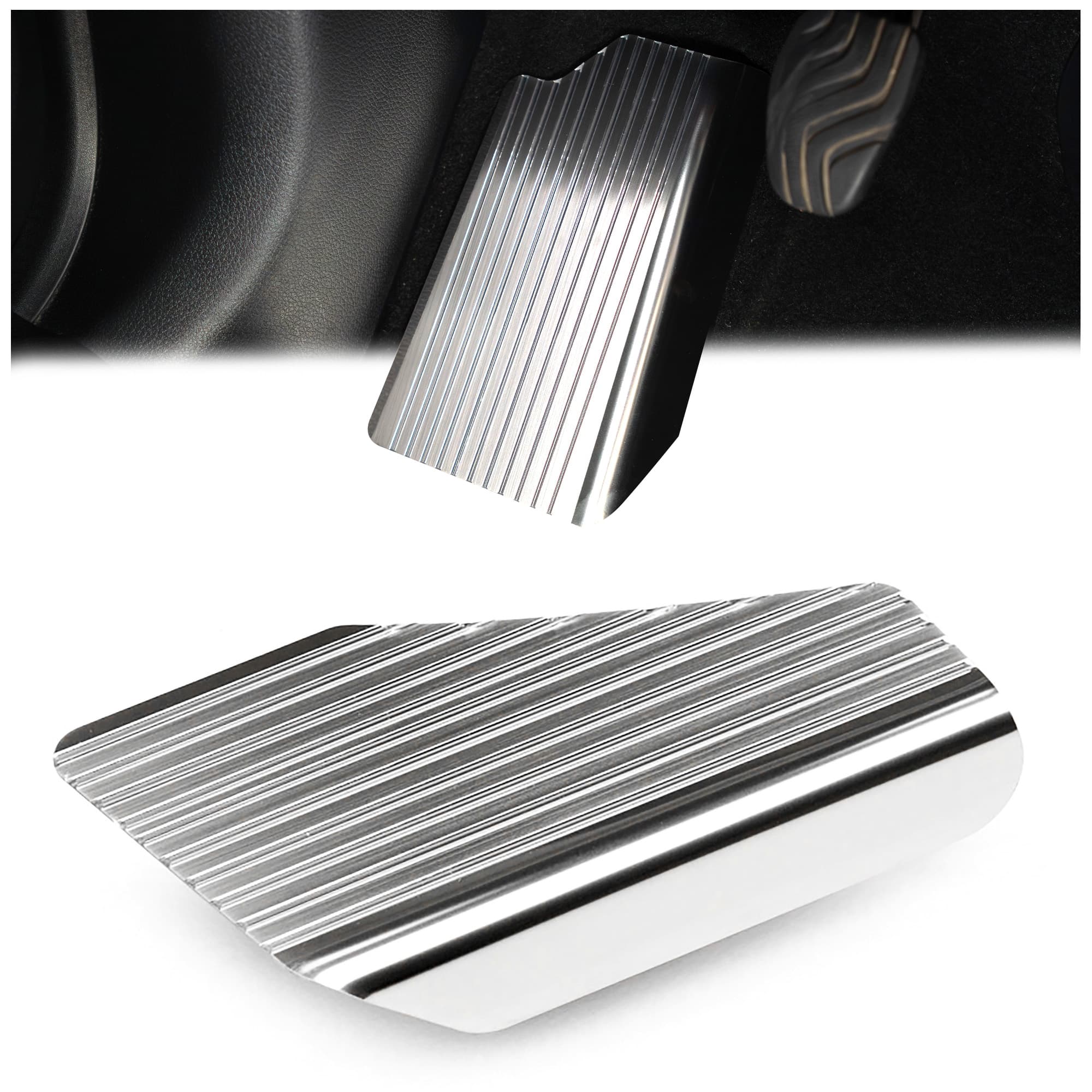 Footrest plate — Silver, Stainless steel, Brushed