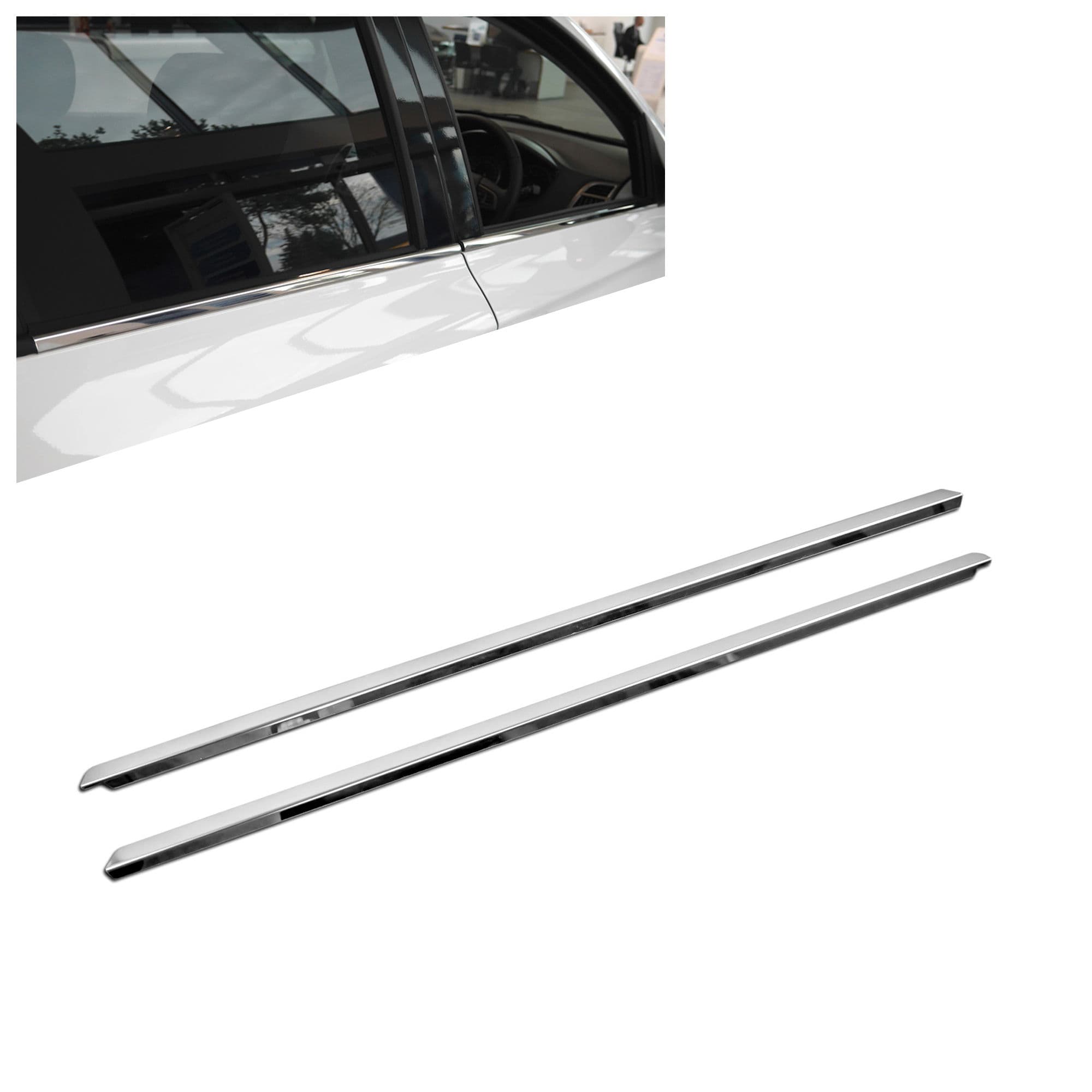 Lower side window trims — Chrome, Stainless steel, Polished