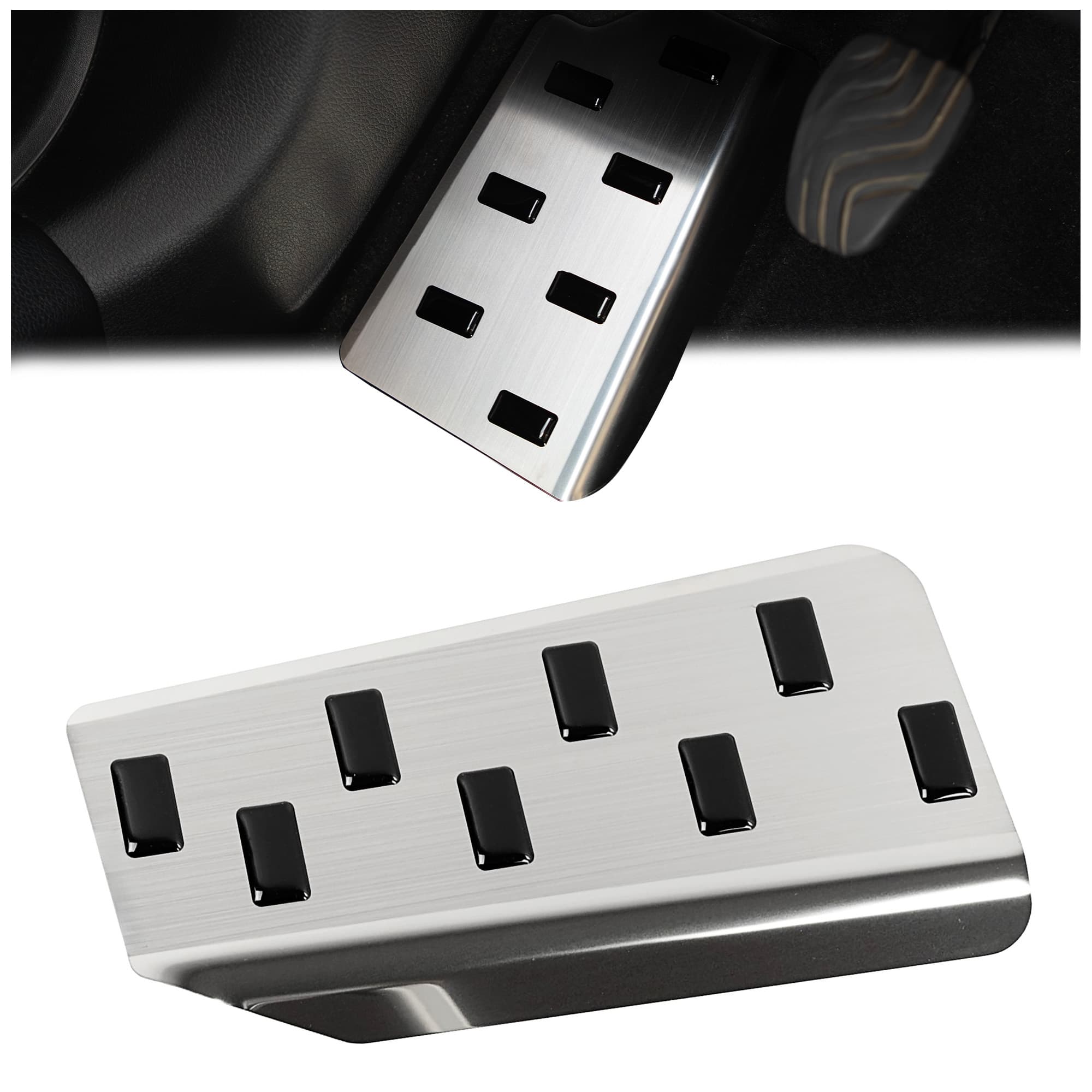 Footrest plate — Black | Silver, Stainless steel, Brushed