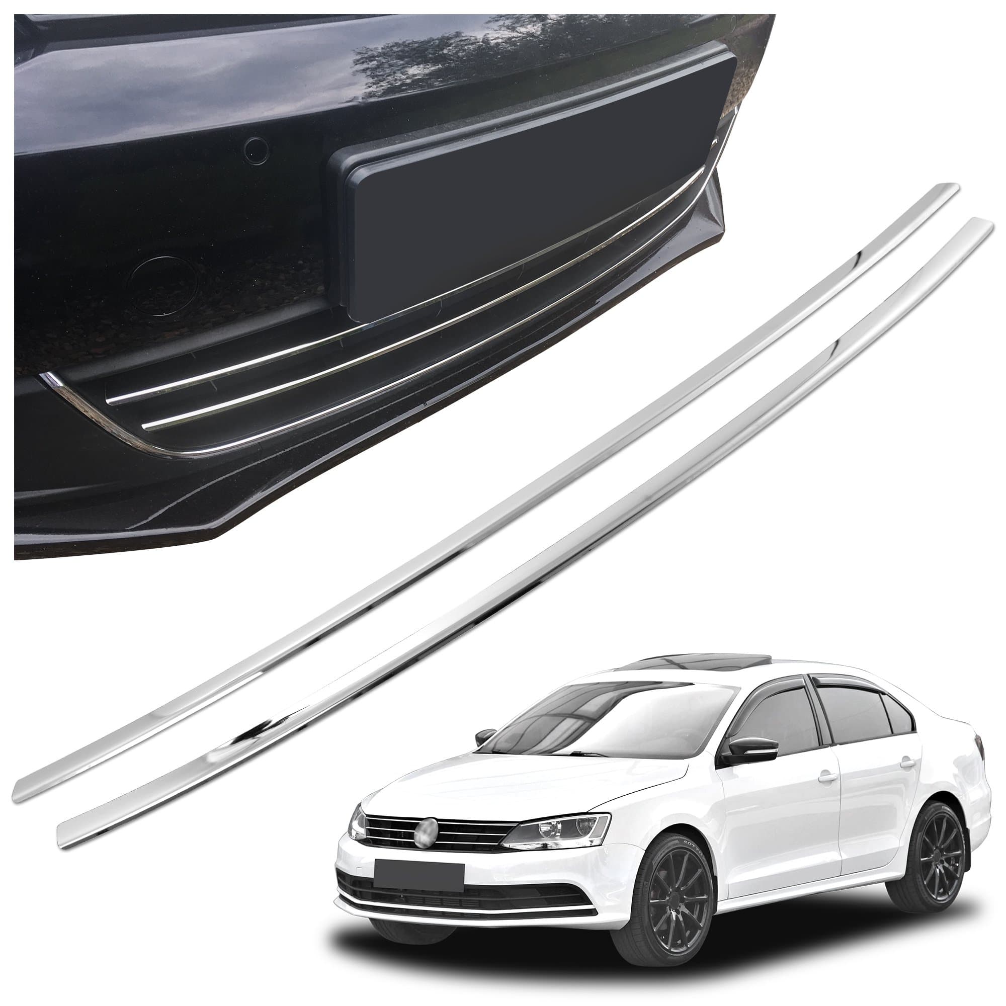 Front bumper grille trims — Chrome, Stainless steel, Polished