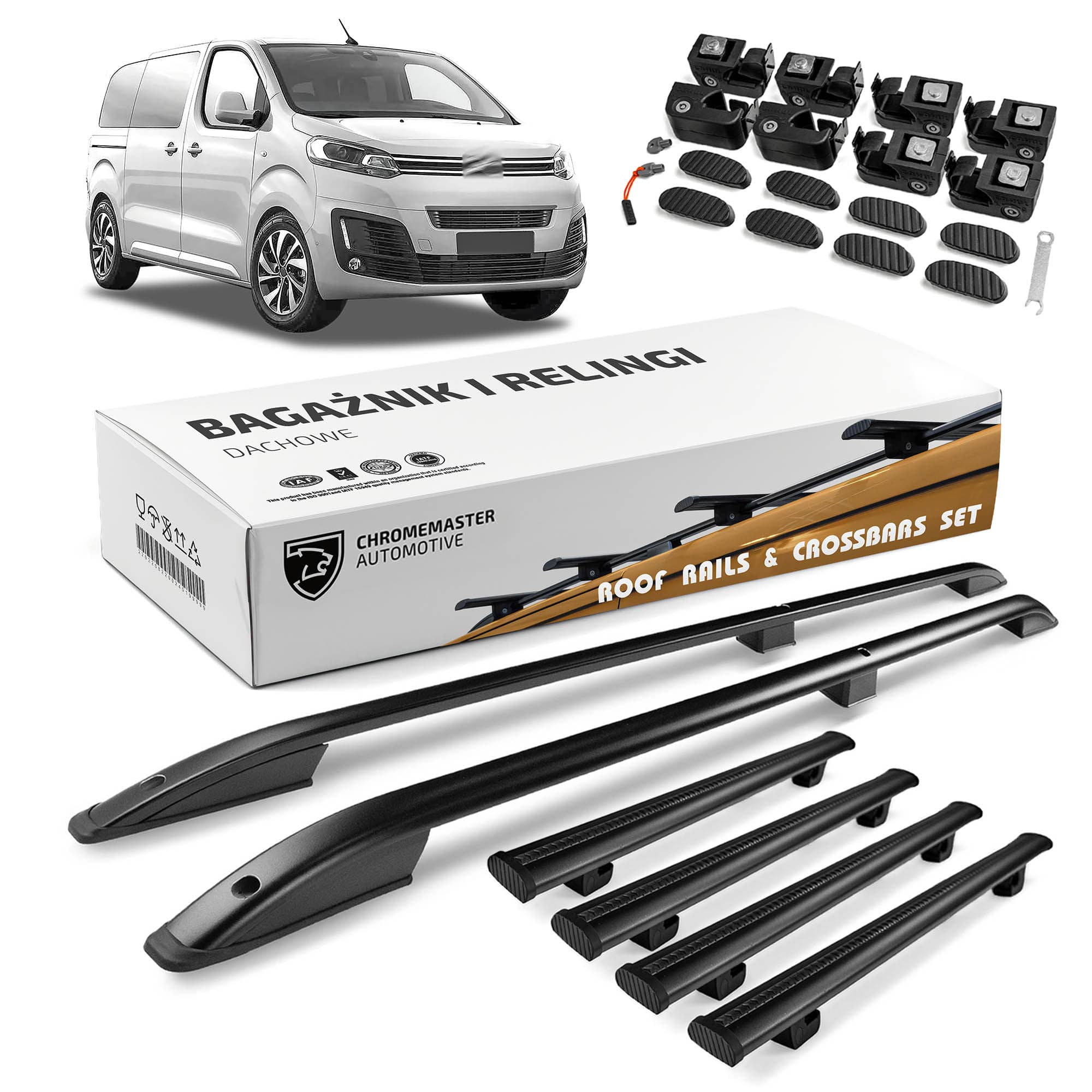 Roof rails with cross bars included SKYPORT — Black, Aluminum | Plastic, Painted