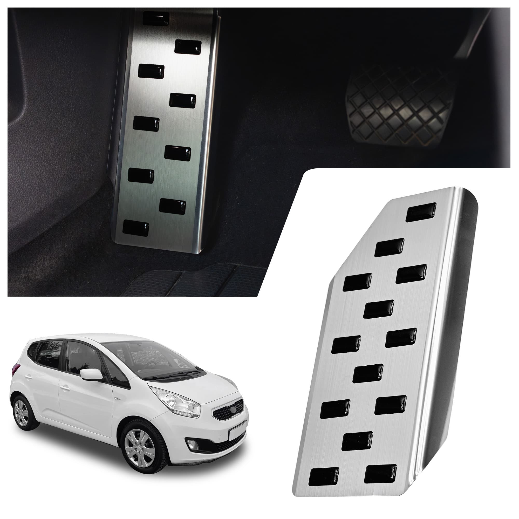 Footrest plate — Black | Silver, Stainless steel, Brushed
