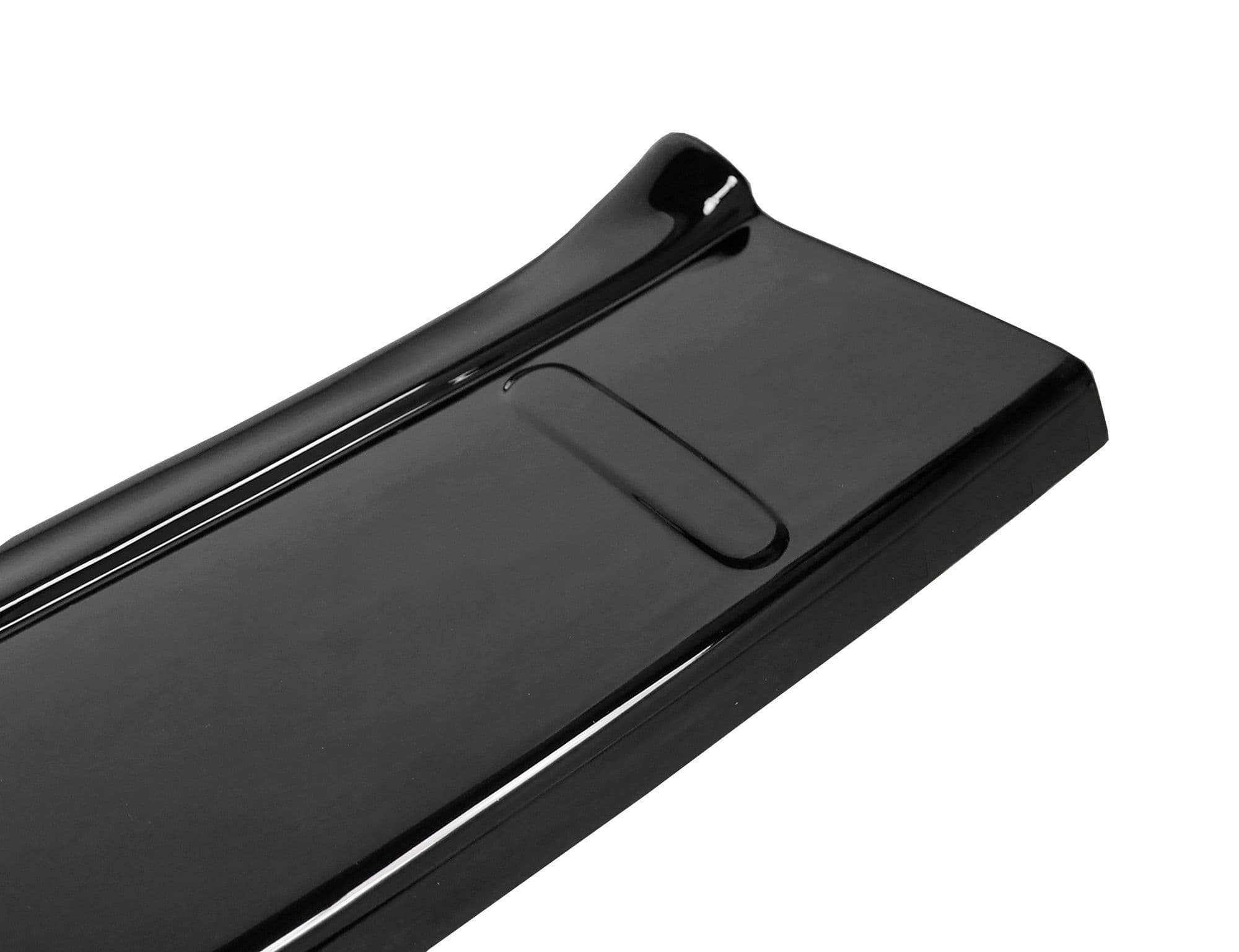 Rear bumper trim — Black, ABS plastic, Shiny