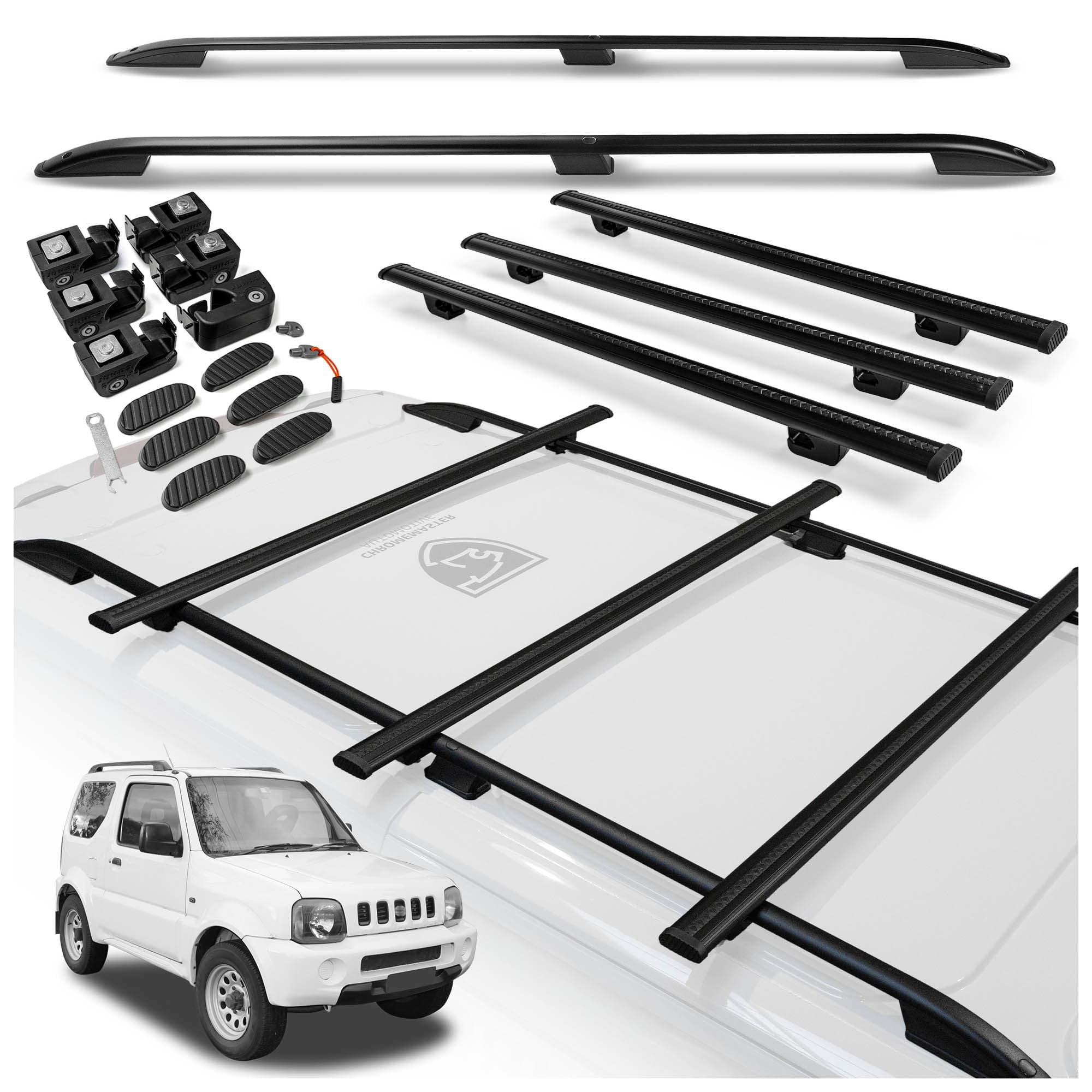 Roof rails with cross bars included SKYPORT — Black, Aluminum | Plastic, Painted