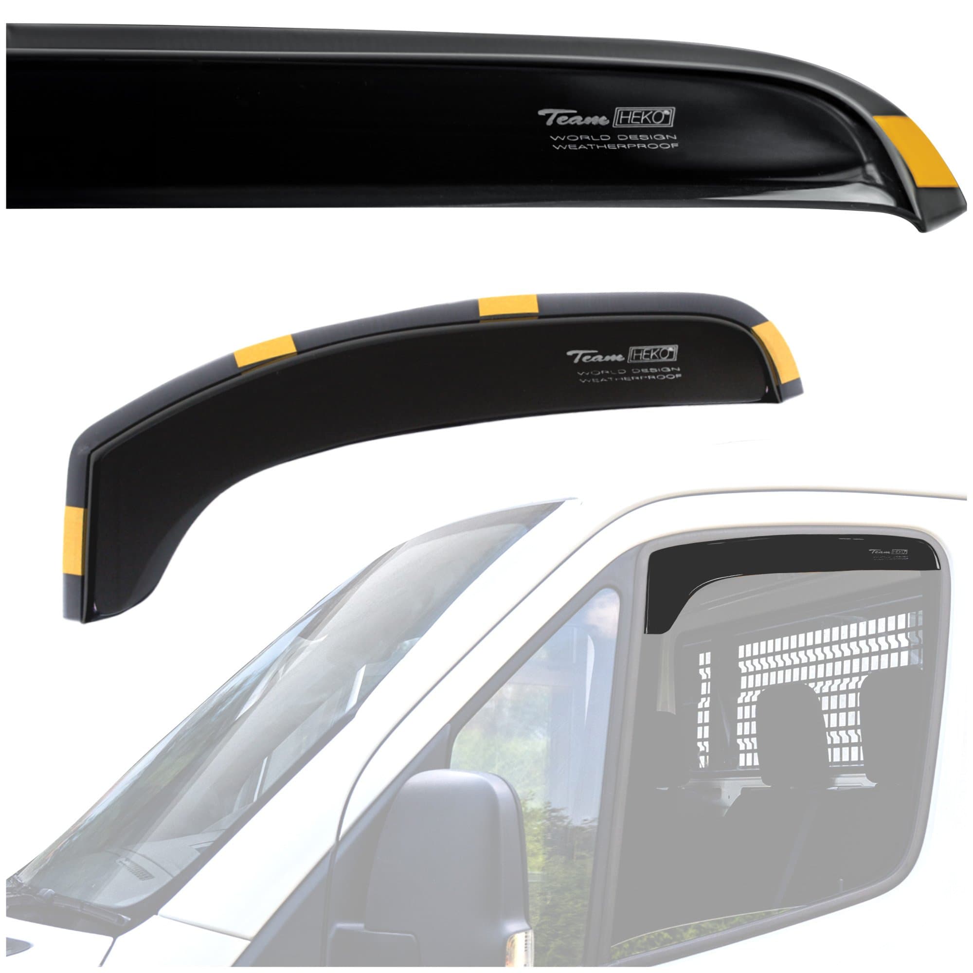 Front side window deflectors — Translucent black smoked, Plastic, Shiny