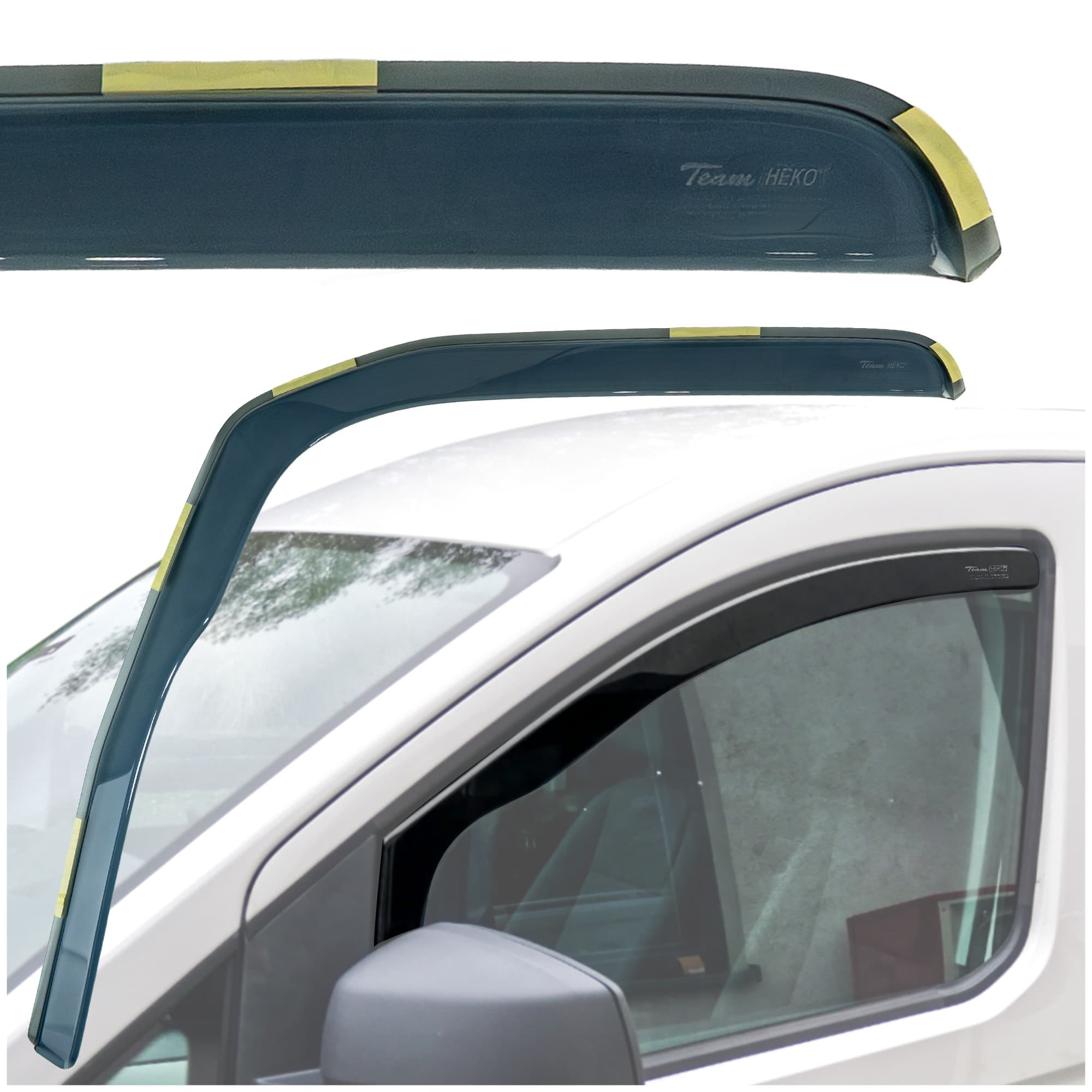 Side window deflectors — Translucent black smoked, Plastic, Shiny