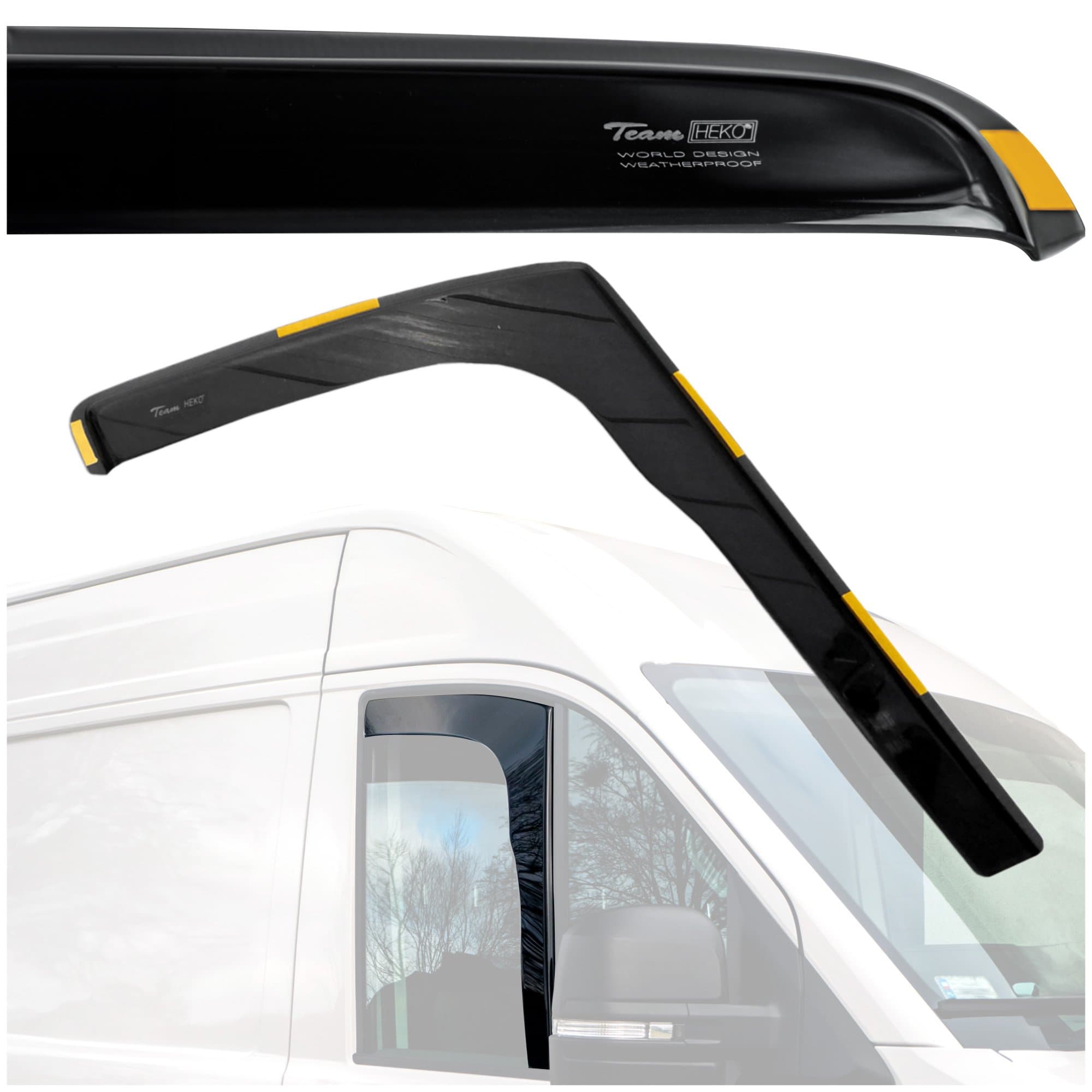 Front side window deflectors — Translucent black smoked, Plastic, Shiny