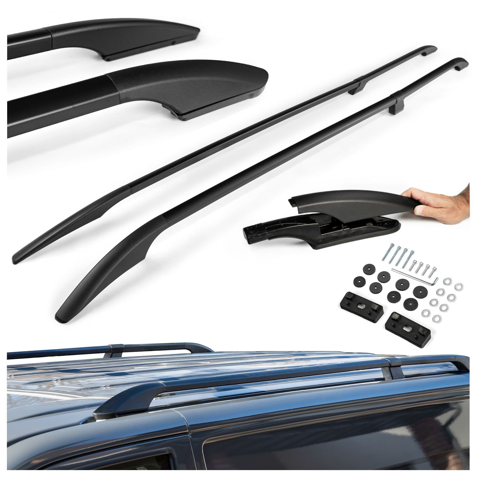 Split roof rails Solid — Black, Aluminum | Plastic, Painted