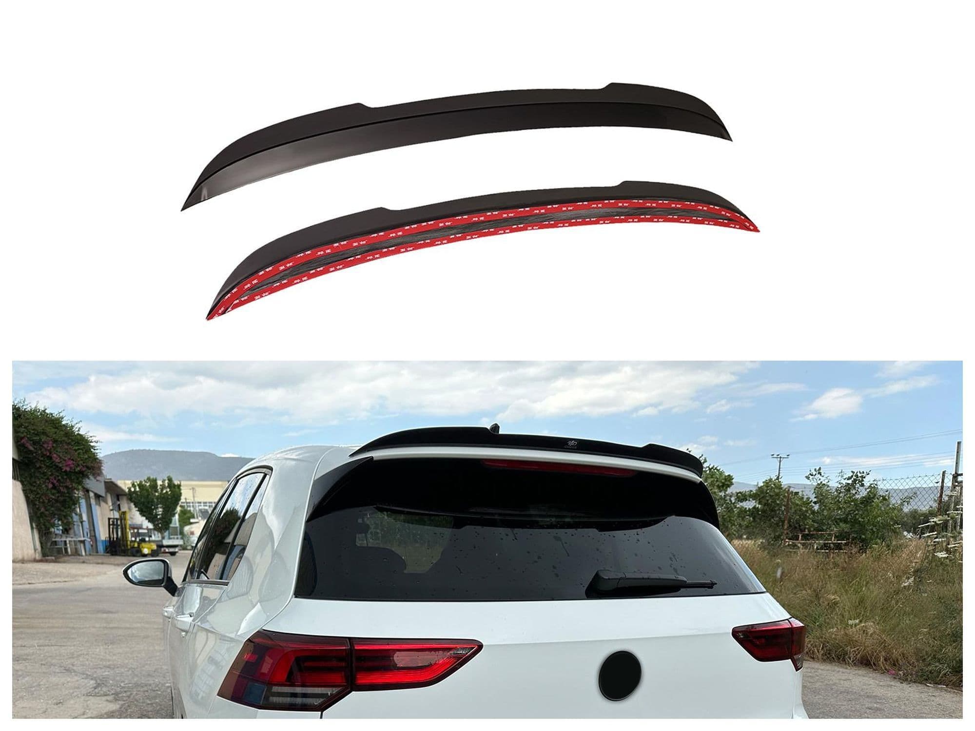 Roof spoiler cover — Black, ABS plastic, Shiny