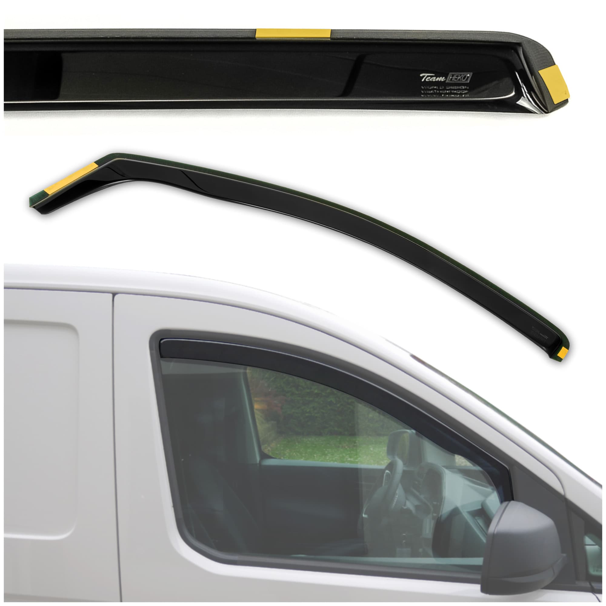 Side window deflectors — Translucent black smoked, Plastic, Shiny