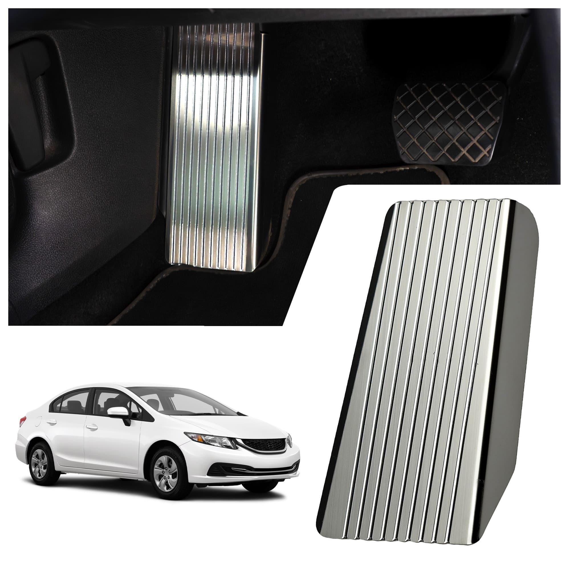 Footrest plate — Silver, Stainless steel, Brushed
